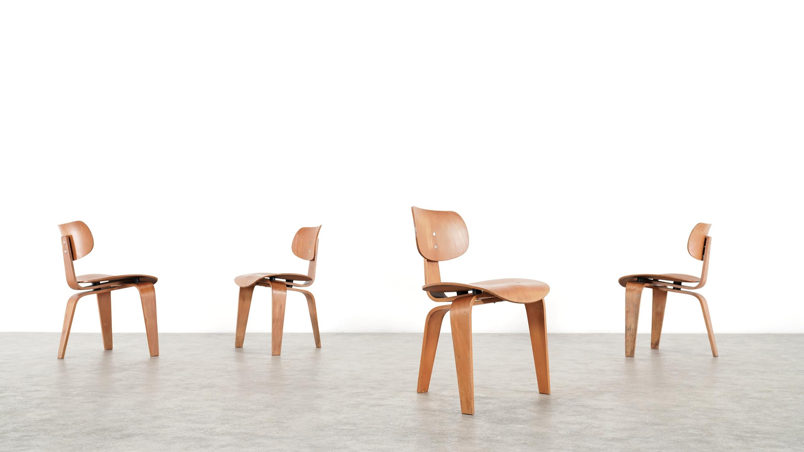 Set of 4 Egon Eiermann Plywood Easy Chair SE 42, Germany 1949, First Edition 4