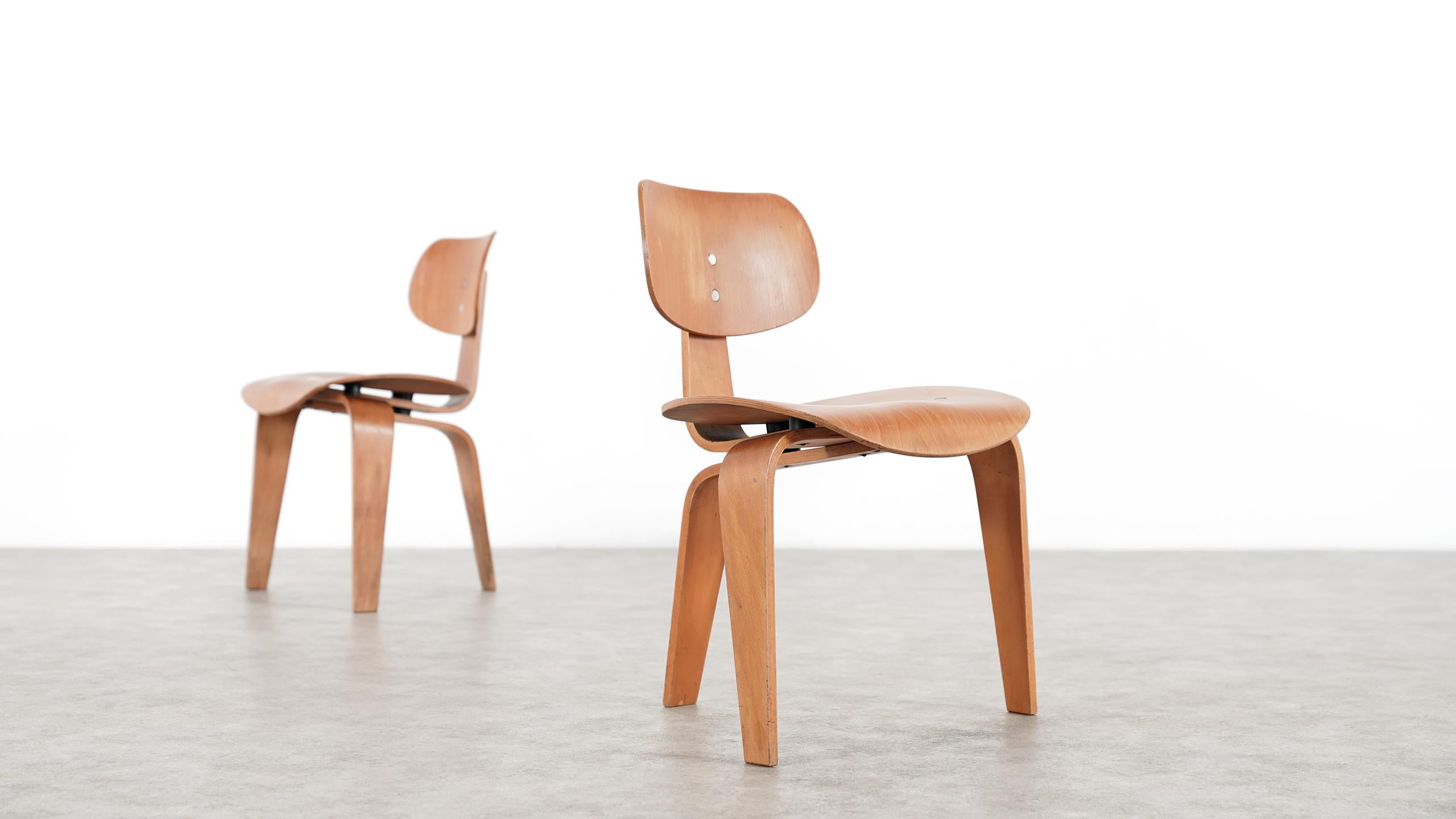 Set of 4 Egon Eiermann Plywood Easy Chair SE 42, Germany 1949, First Edition In Good Condition In Munster, NRW