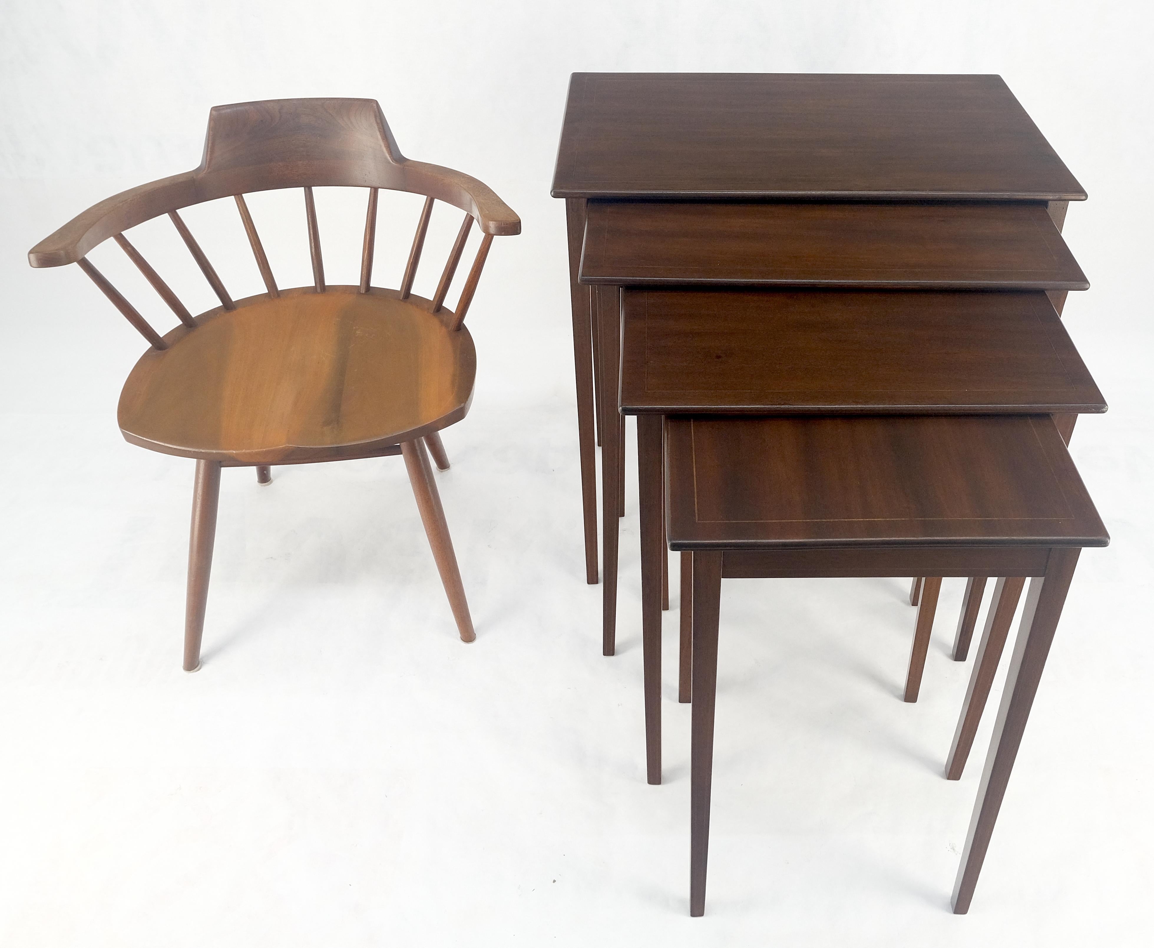 Set of 4 Elegant Tapered Legs Mahogany Federal Nesting Side End Tables MINT For Sale 5