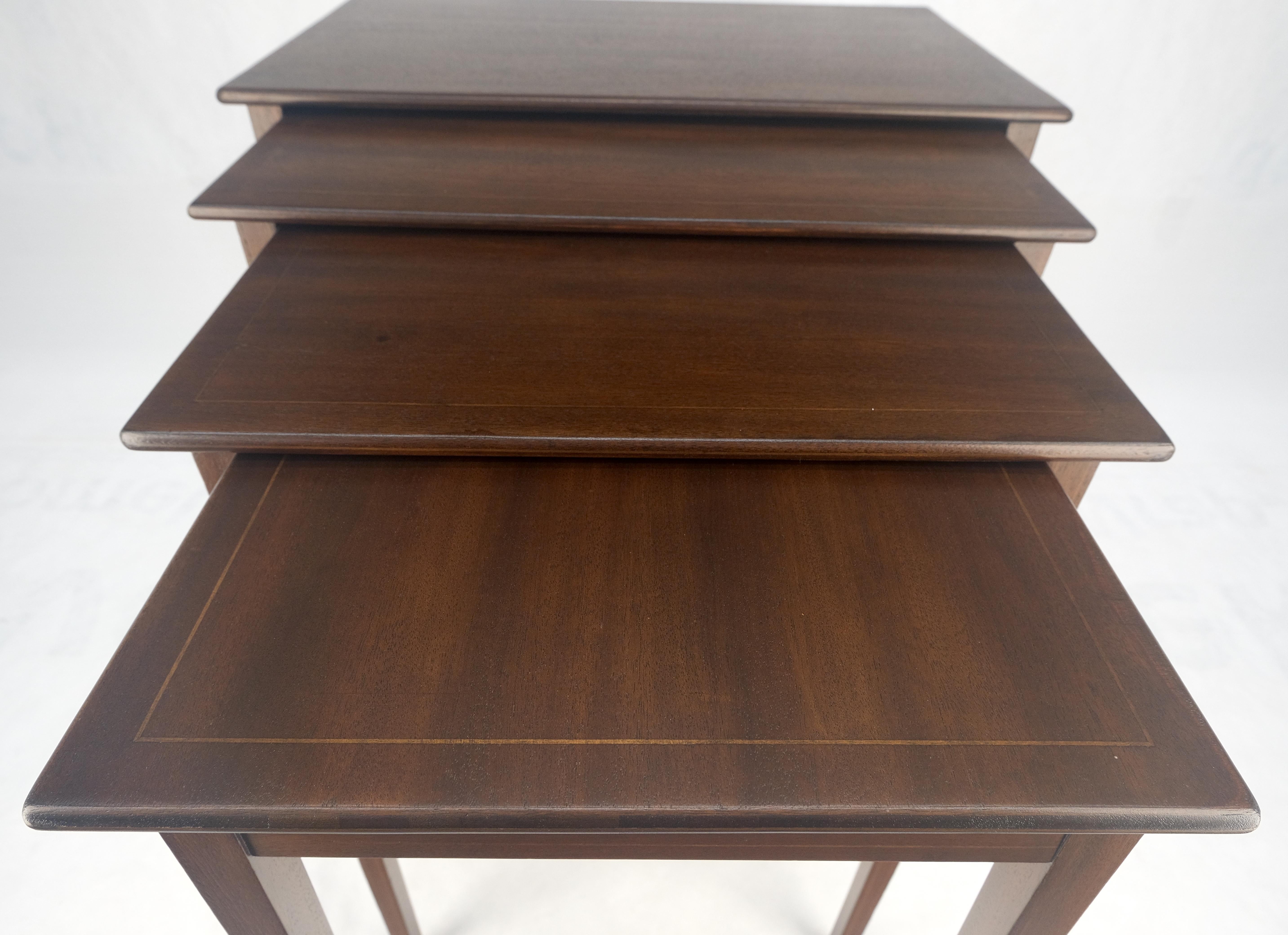 Set of 4 Elegant Tapered Legs Mahogany Federal Nesting Side End Tables MINT For Sale 6