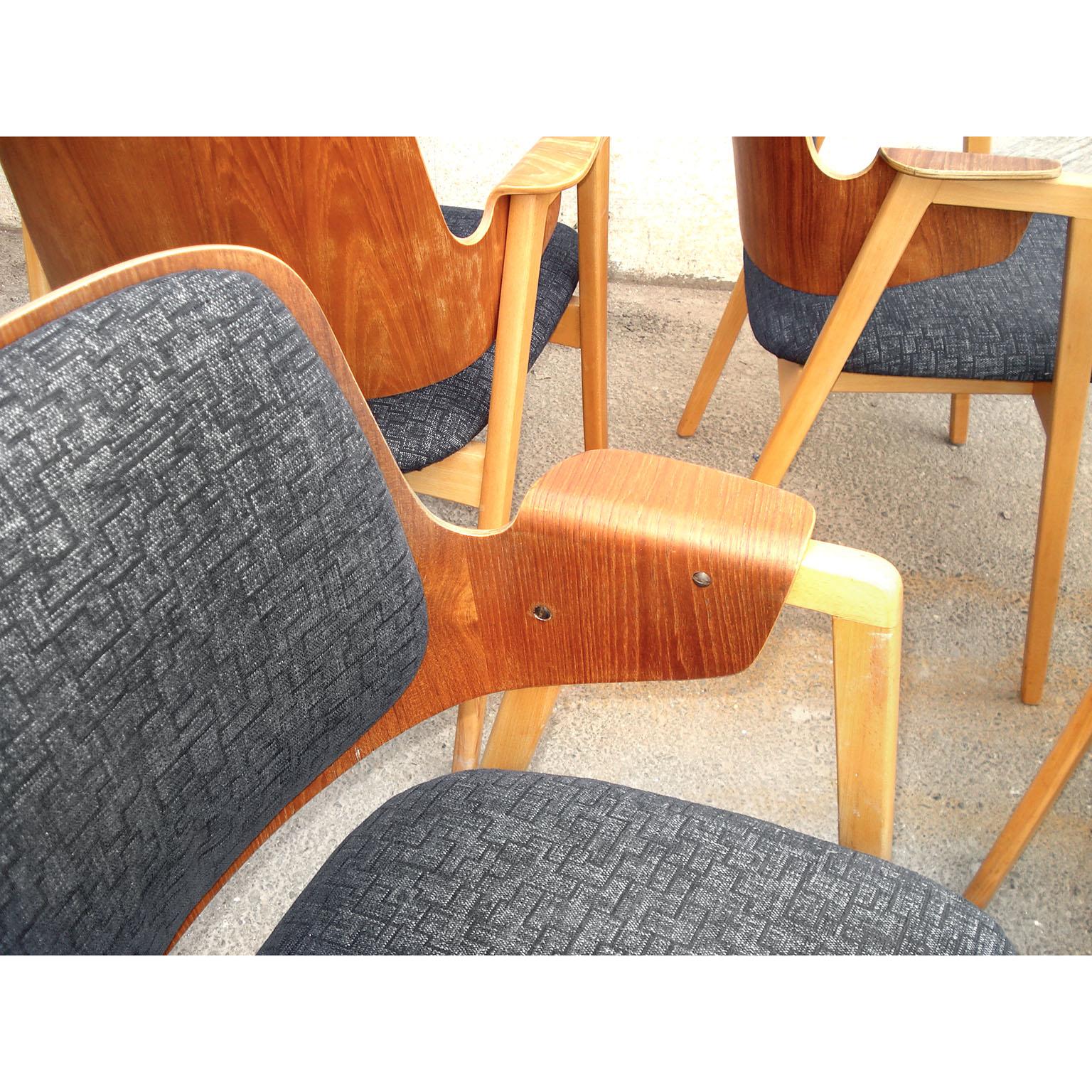 Set of 4 Elias Barup Teak Dining Chairs with Original Upholstery, 1950s Sweden For Sale 5