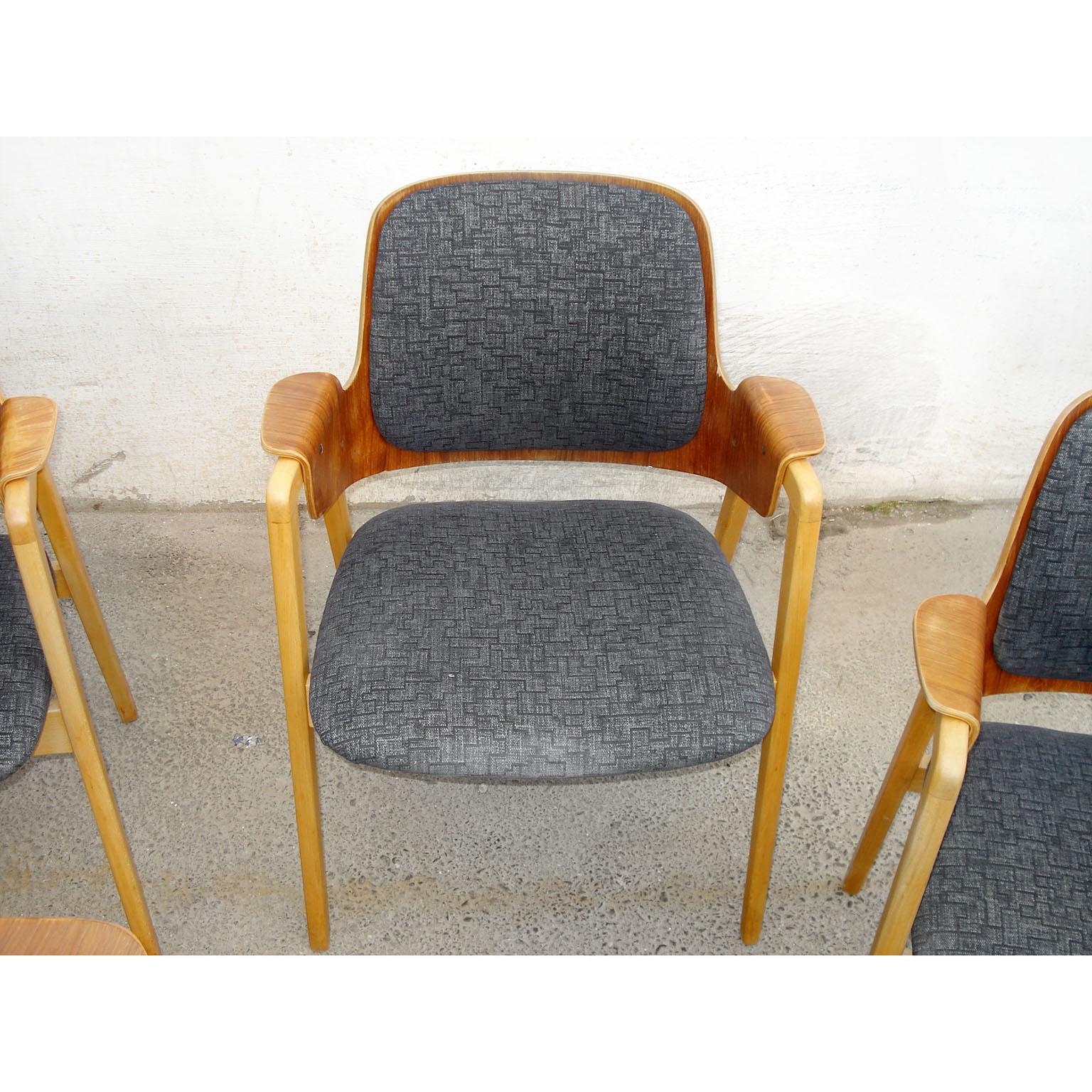 Set of 4 Elias Barup Teak Dining Chairs with Original Upholstery, 1950s Sweden For Sale 2