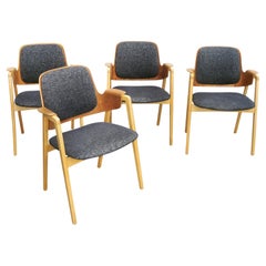 Set of 4 Elias Barup Teak Dining Chairs with Original Upholstery, 1950s Sweden