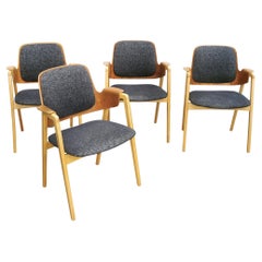 Set of 4 Elias Barup Teak Dining Chairs with Original Upholstery, 1950s Sweden