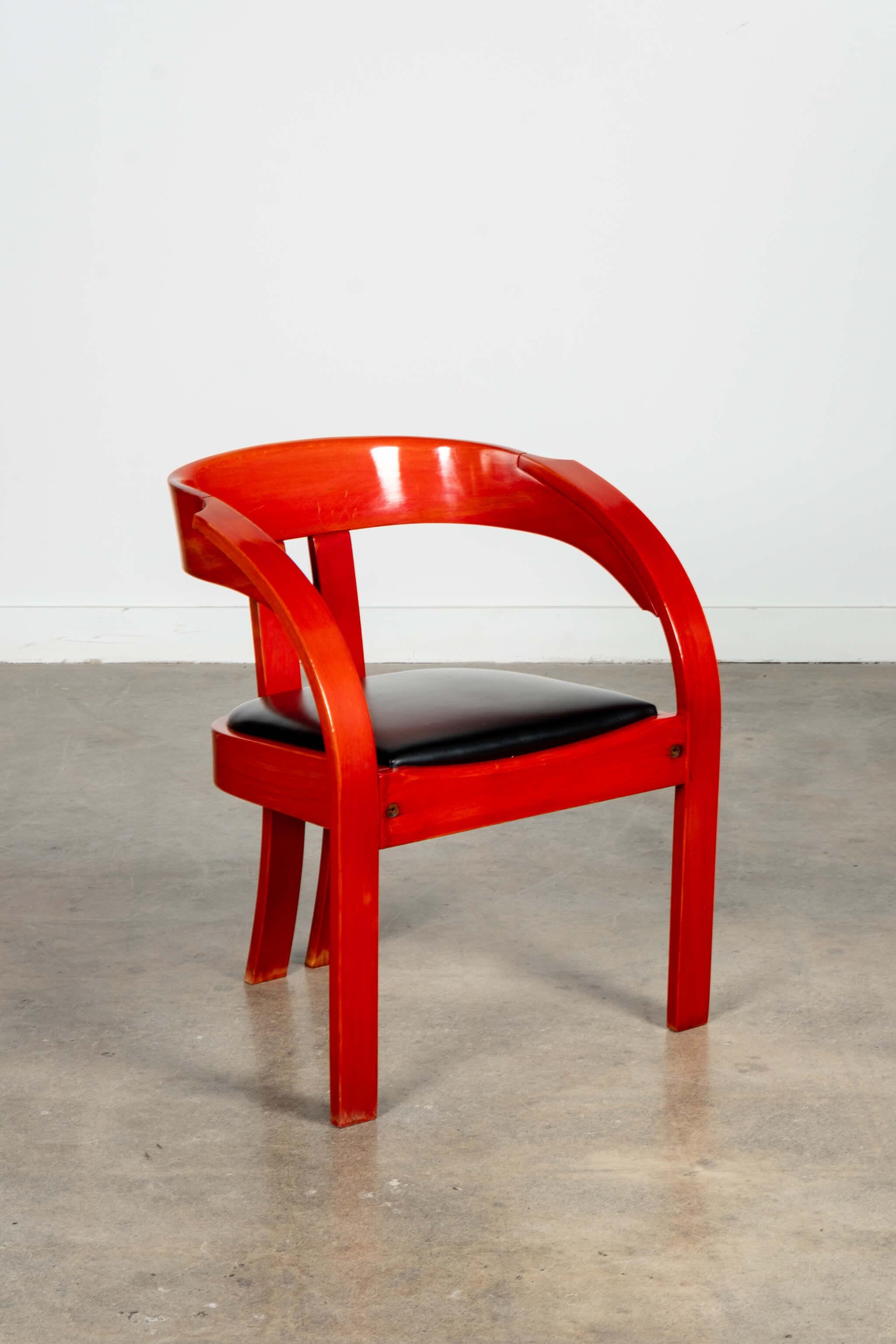 Postmoderne Ensemble de 4 fauteuilslisa de Giovanni Battista Bassi pour Poltronova en vente