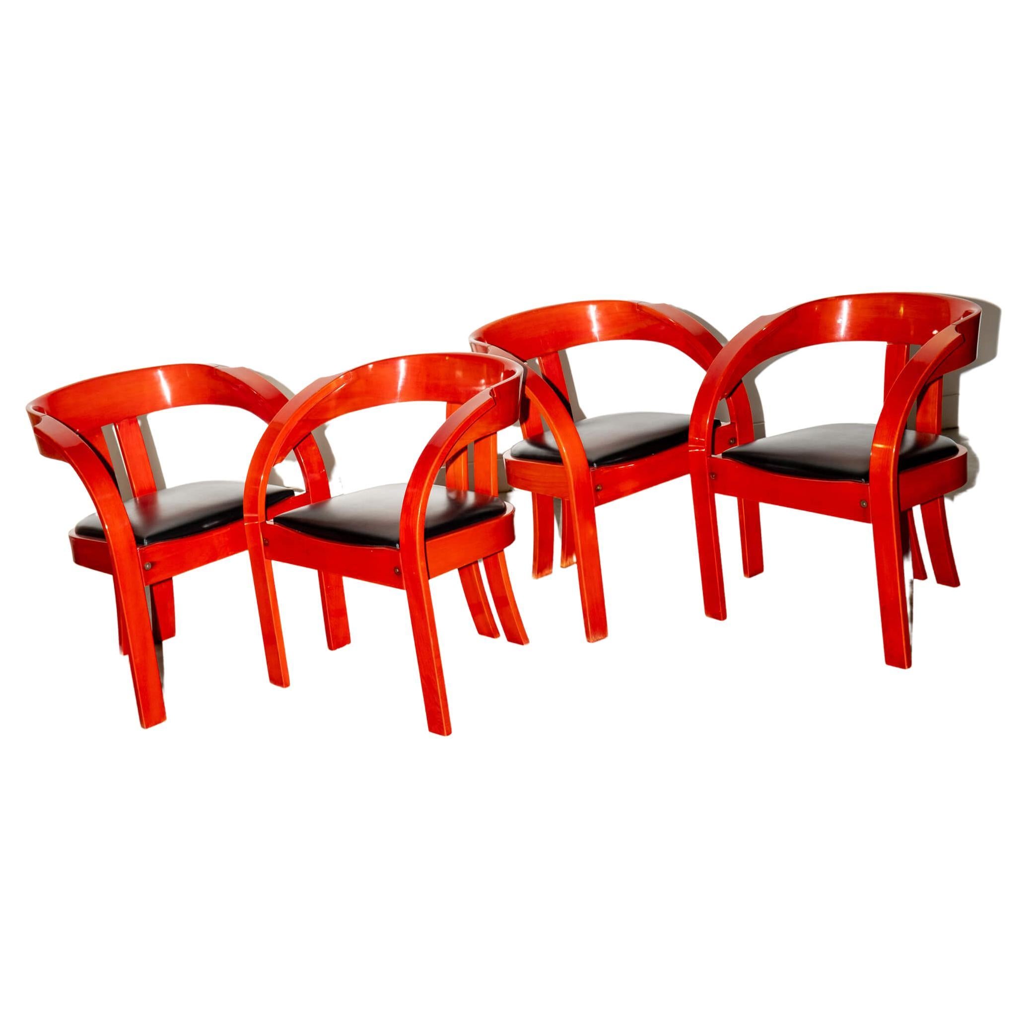Set of 4 'Elisa' Armchairs by Giovanni Battista Bassi for Poltronova For Sale