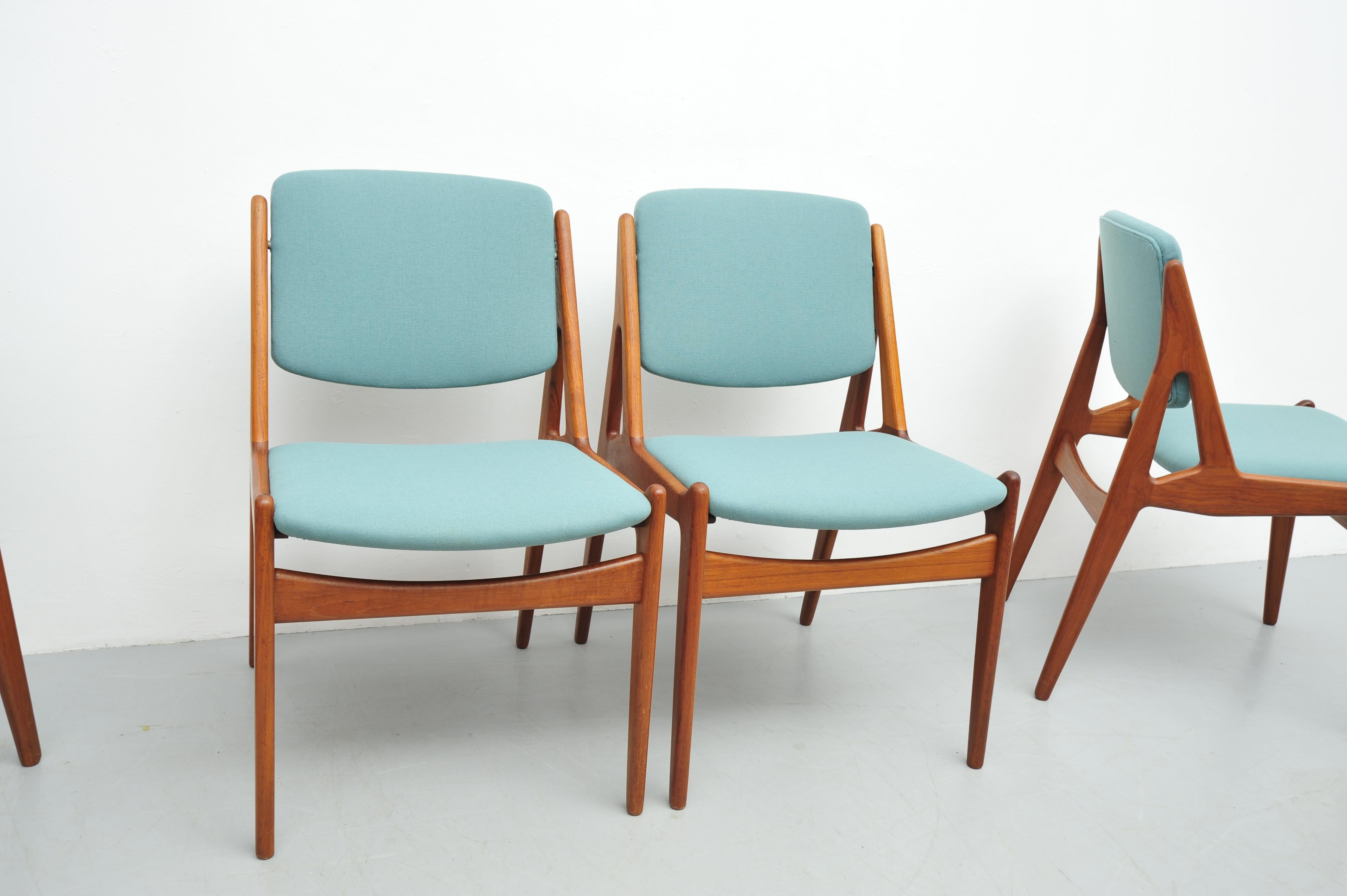 Set di 4 sedie da pranzo Ella in teak di Arne Vodder, Danimarca, anni '60 in vendita 4