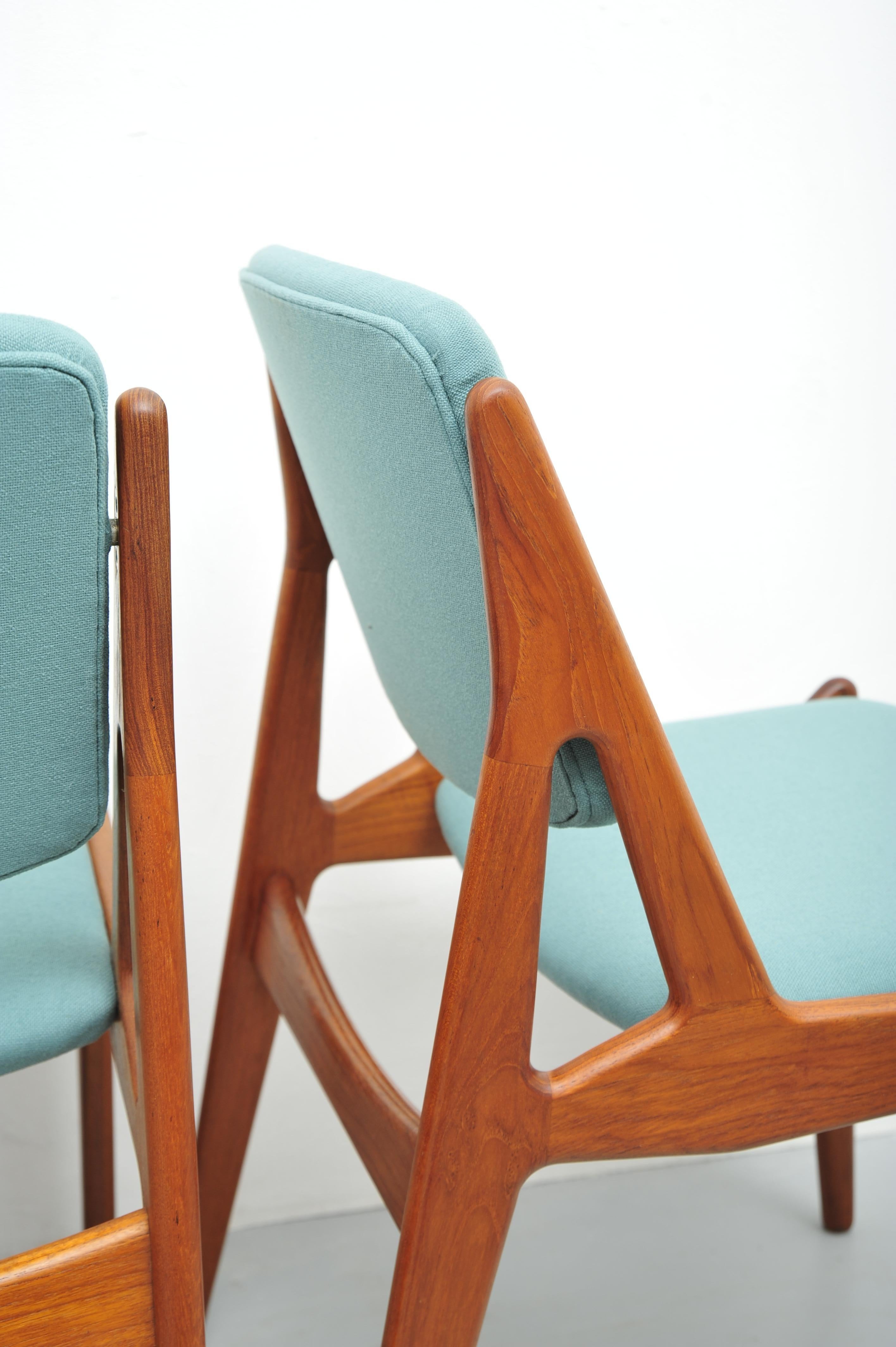 Danese Set di 4 sedie da pranzo Ella in teak di Arne Vodder, Danimarca, anni '60 in vendita