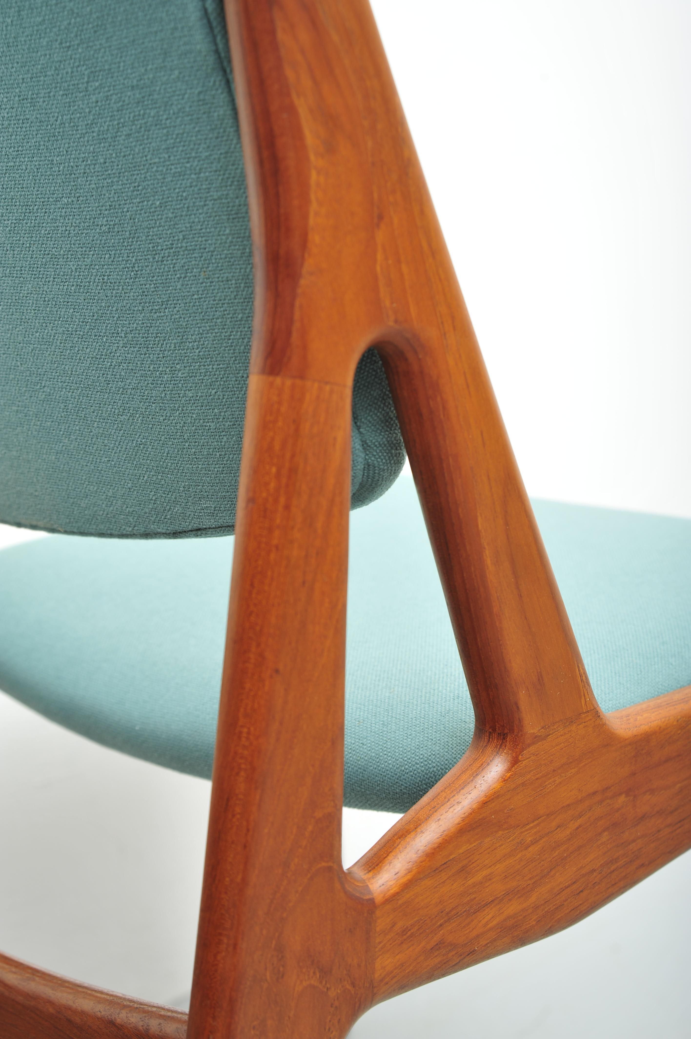 Tappezzeria Set di 4 sedie da pranzo Ella in teak di Arne Vodder, Danimarca, anni '60 in vendita
