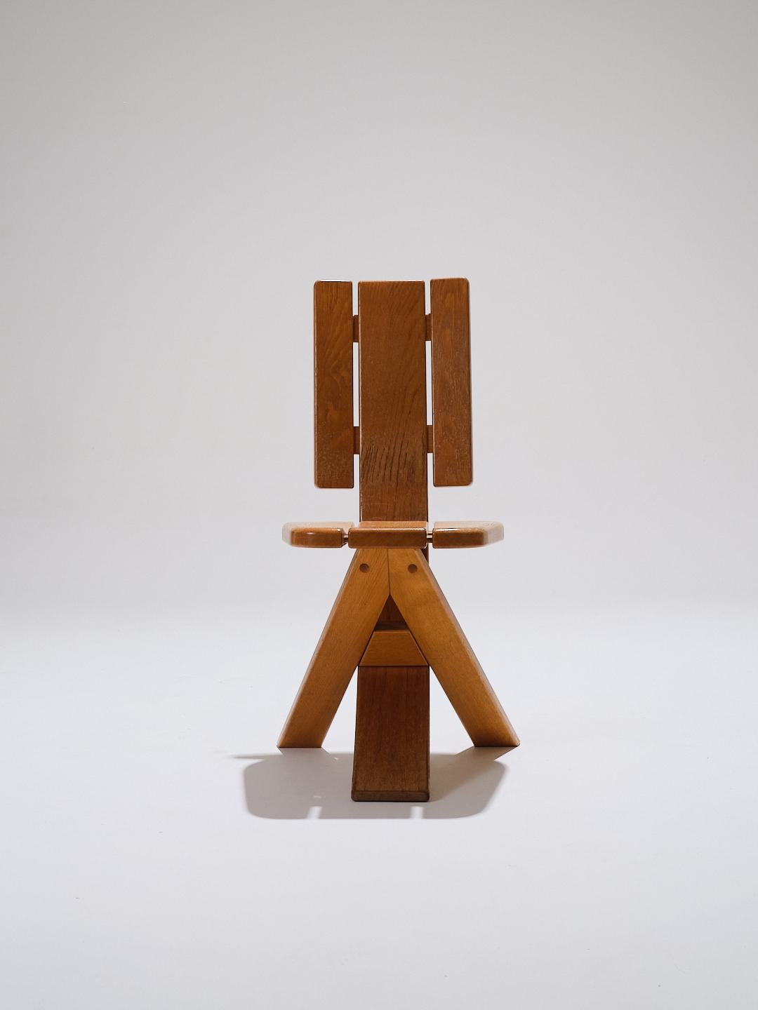 Ensemble de 4 chaises en orme, édition Seltz, années 1980 en vente 3