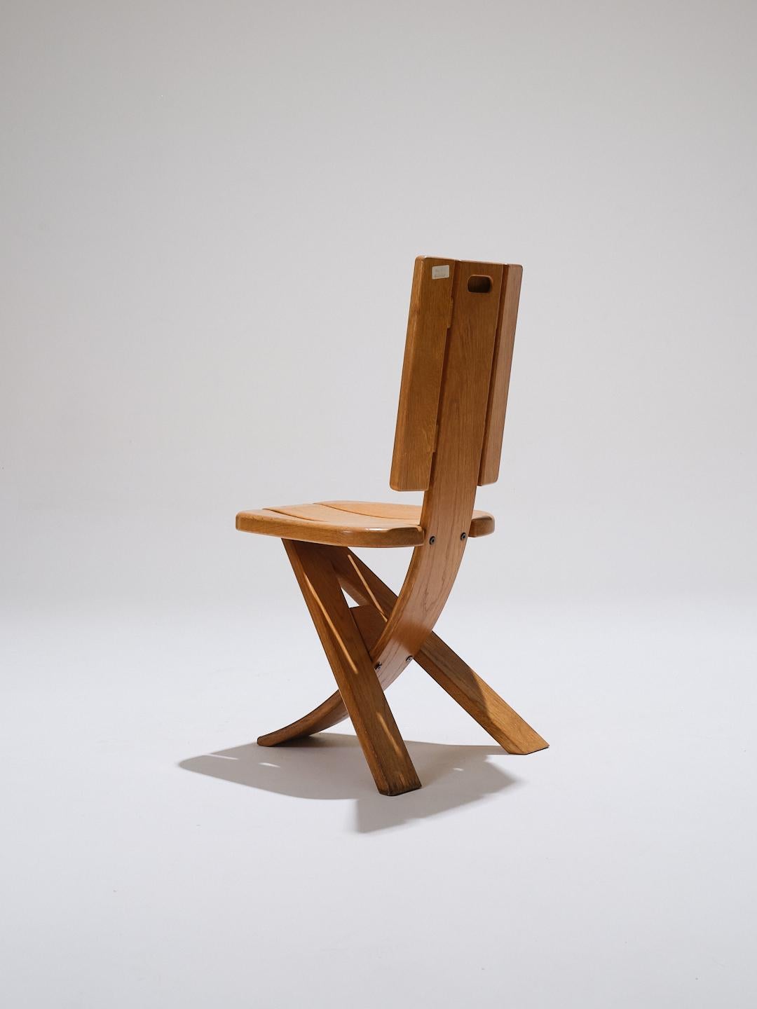 Ensemble de 4 chaises en orme, édition Seltz, années 1980 Bon état - En vente à PARIS, FR