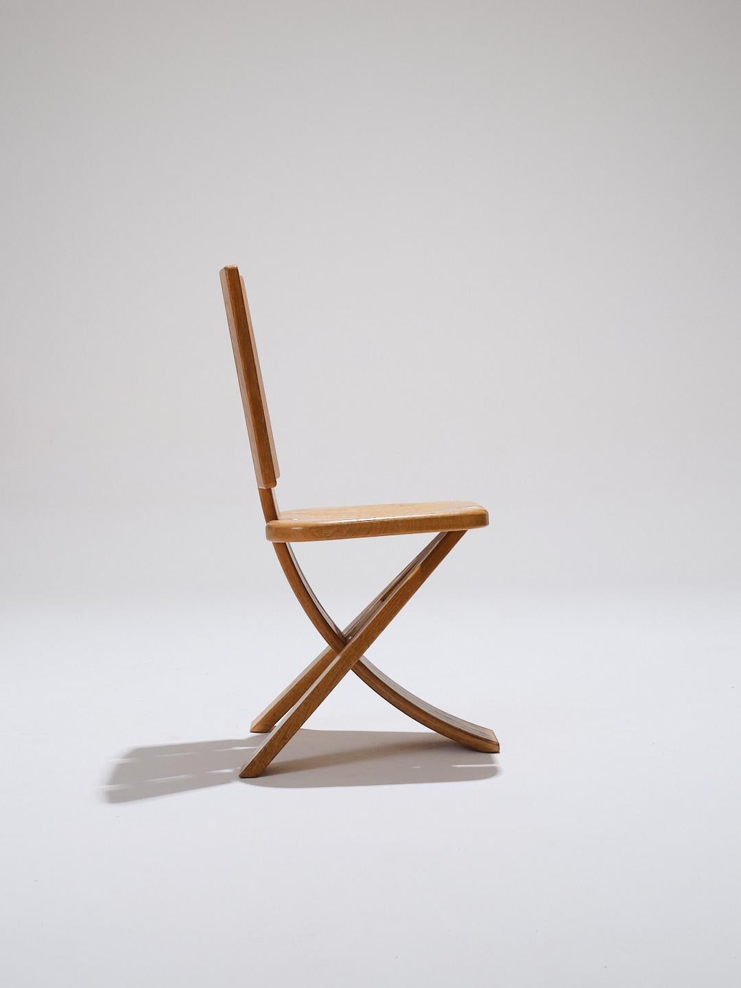 Ensemble de 4 chaises en orme, édition Seltz, années 1980 en vente 1