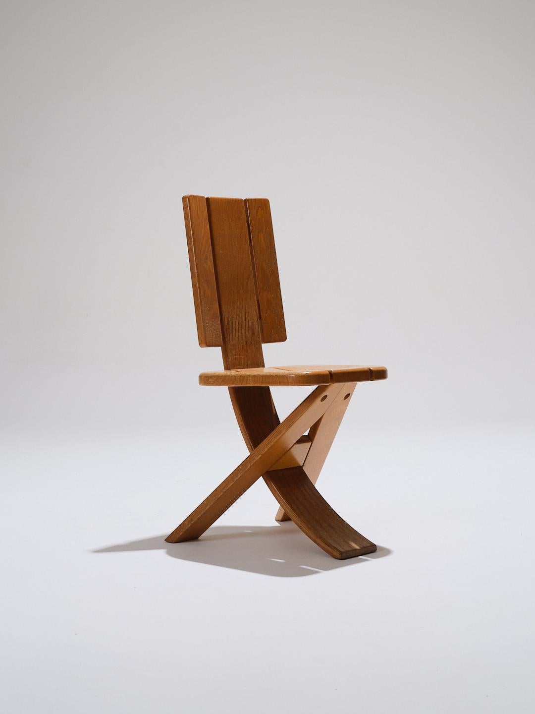 Ensemble de 4 chaises en orme, édition Seltz, années 1980 en vente 2
