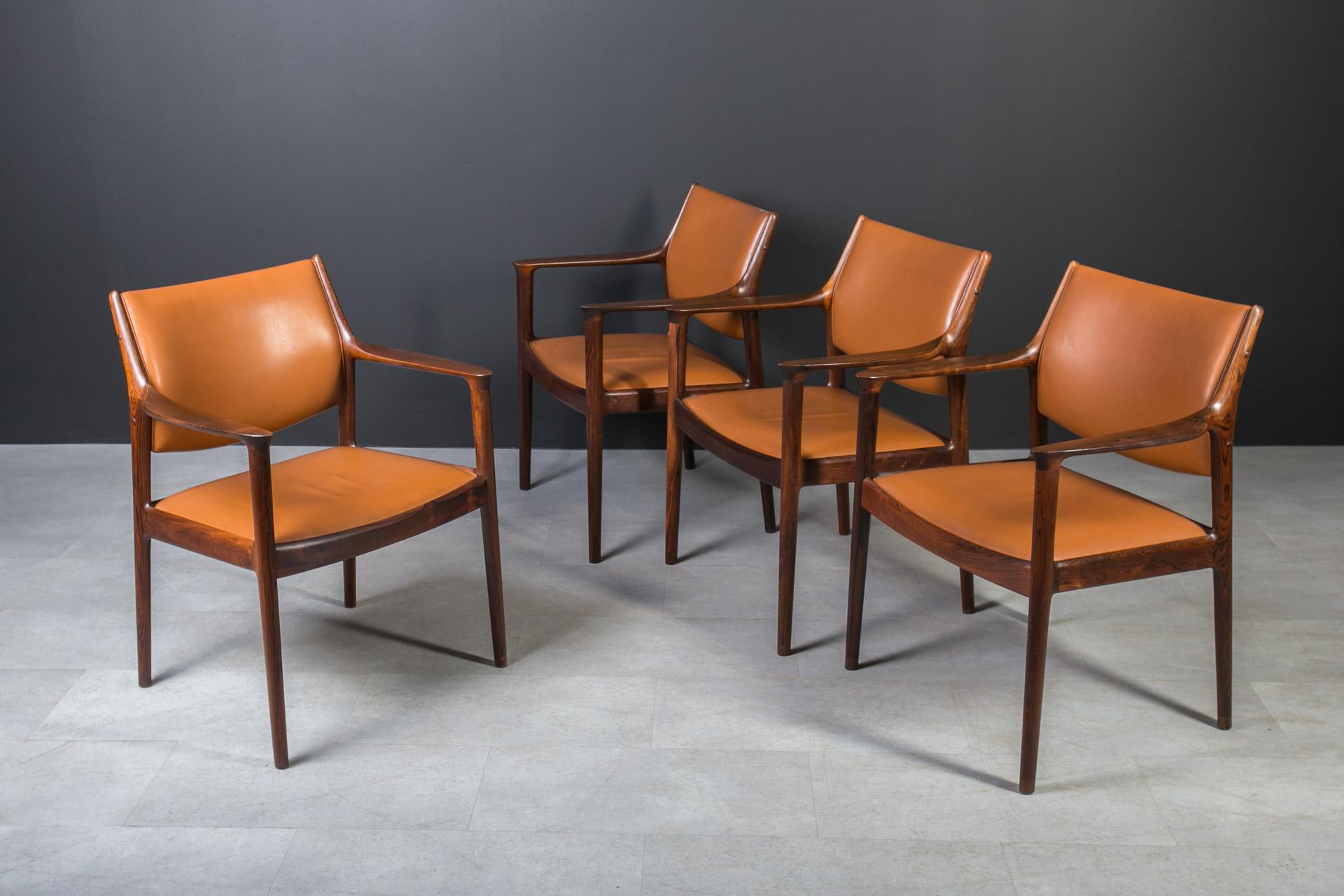 Scandinavo moderno Set di 4 sedie Elton's di Torbjorn Afdal per Bruksbo, Norvegia, anni '60 in vendita