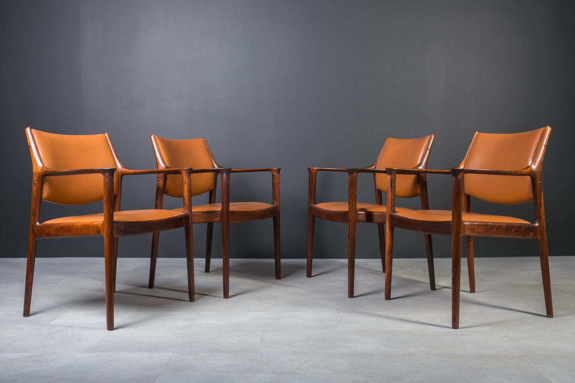 Legno Set di 4 sedie Elton's di Torbjorn Afdal per Bruksbo, Norvegia, anni '60 in vendita
