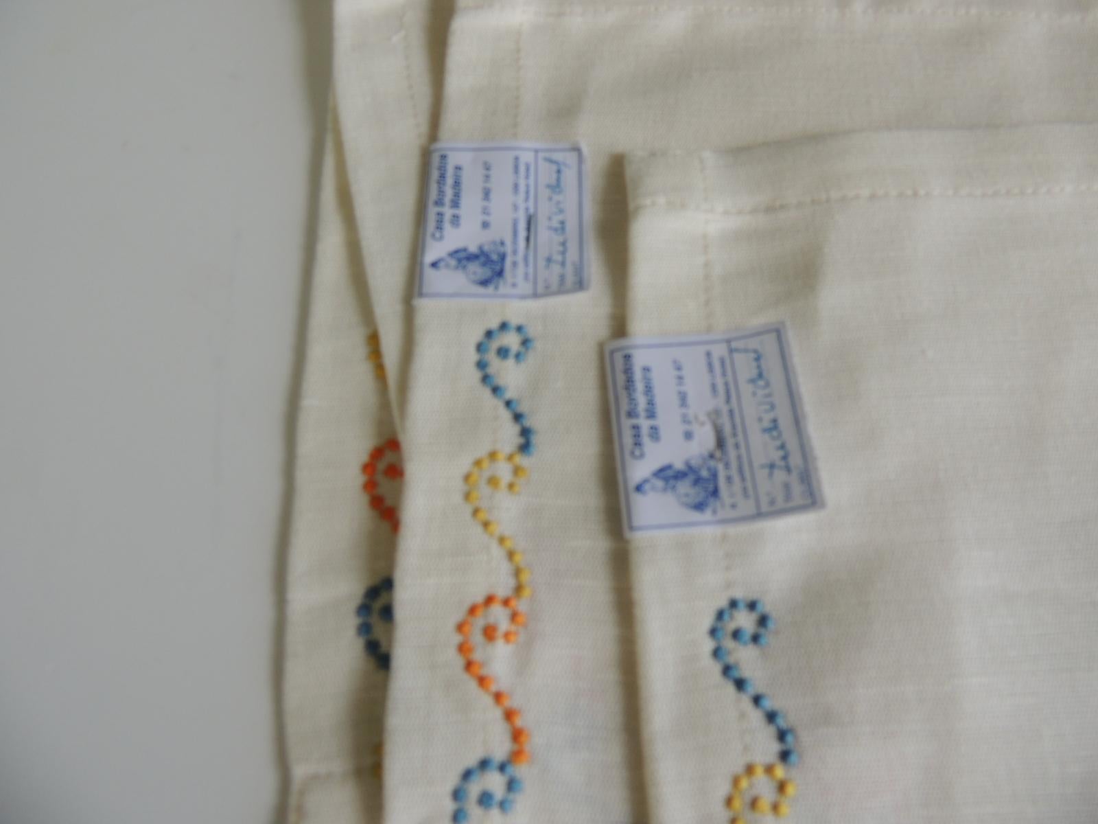 Contemporary Set of '4' Embroidered Linen Placemats