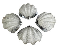 Set of 4 opaque Art Deco Shell Wall lights