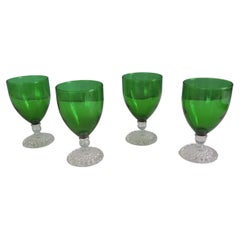 Set of (4) Emerald Green Depression Glasses
