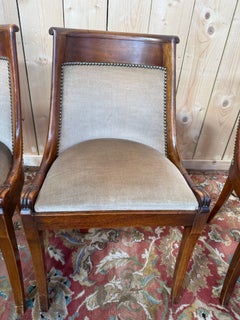 Set of 4 Empire gondola chairs in solid mahogany and velvet