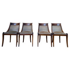 Set of 4 Empire gondola chairs in solid mahogany and velvet