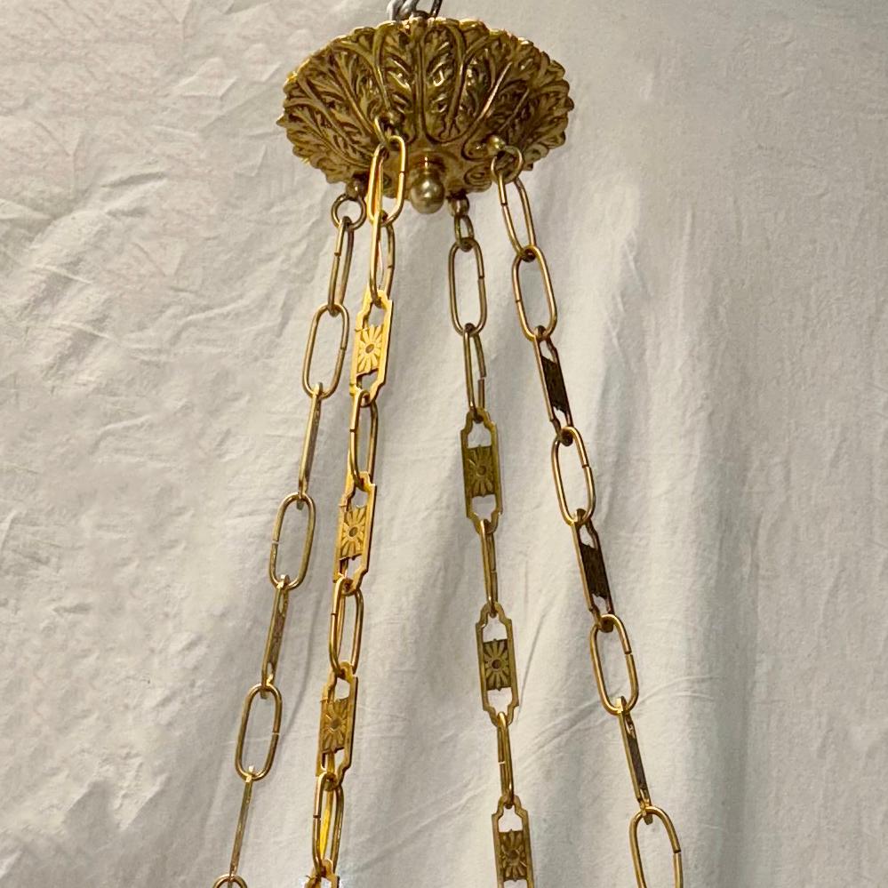 Set of 4 circa 1940's French Empire style chandelier with 8 lights. Sold individually.

Measurements:
Drop: 45
