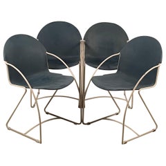 Set of 4 Enameled Indoor / Outdoor Post-Modern Stacking Shell Chairs