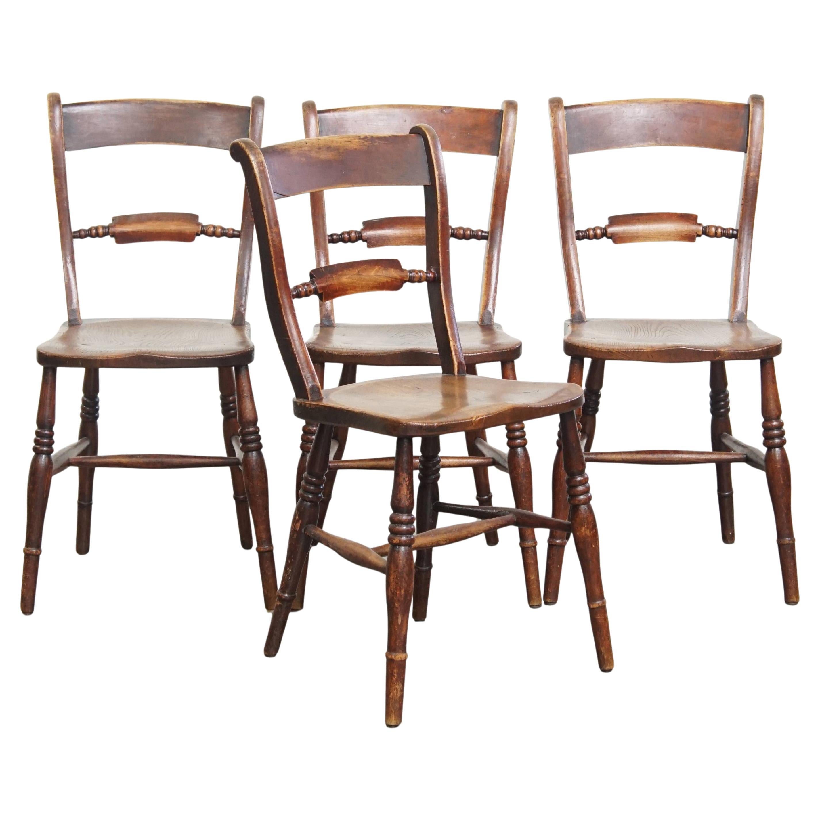 Set of 4 English antique dining chairs from the early 1800s