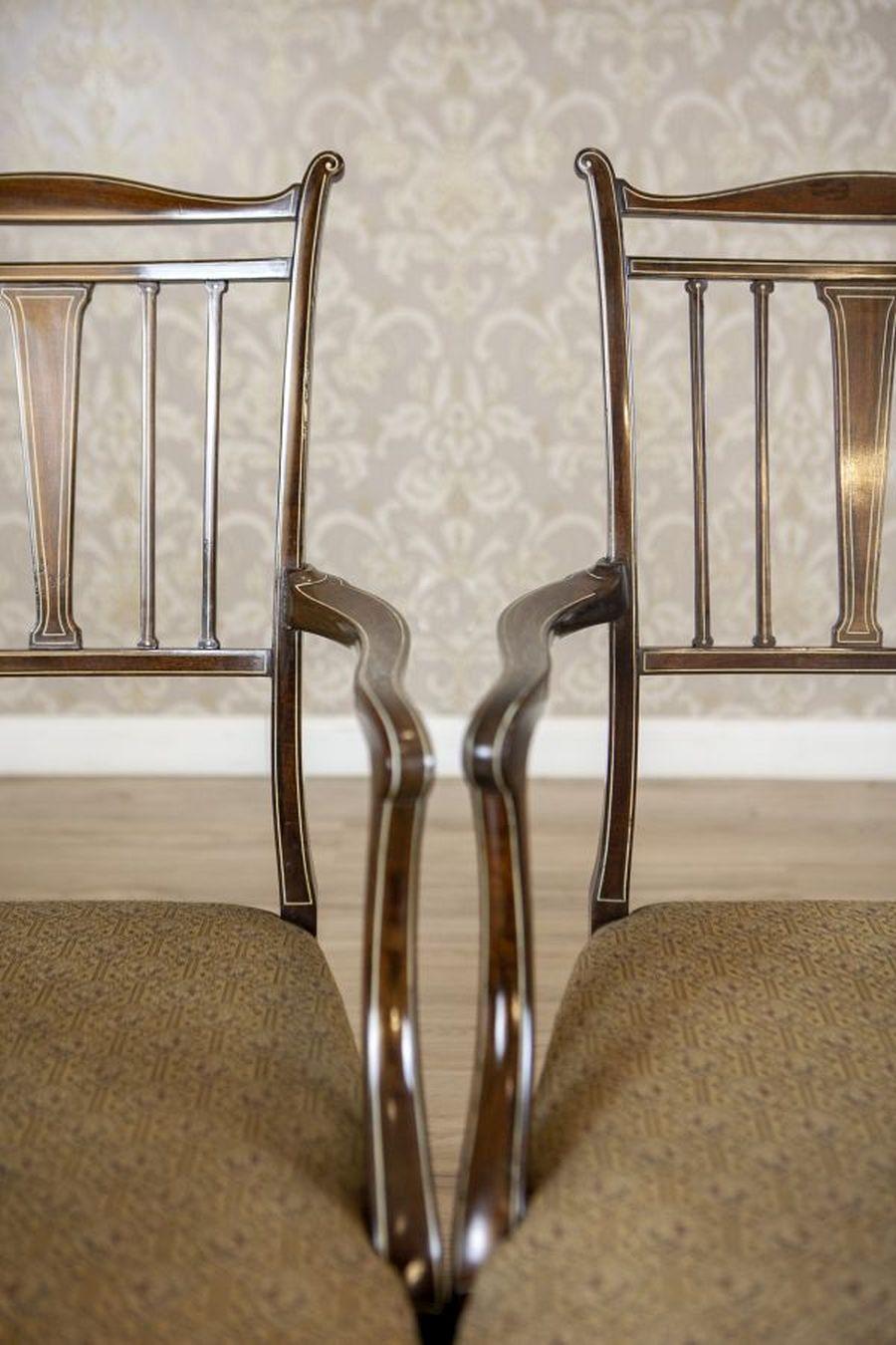 Set di 4 poltrone e sedie inglesi in stile Sheraton, fine XIX secolo in vendita 6