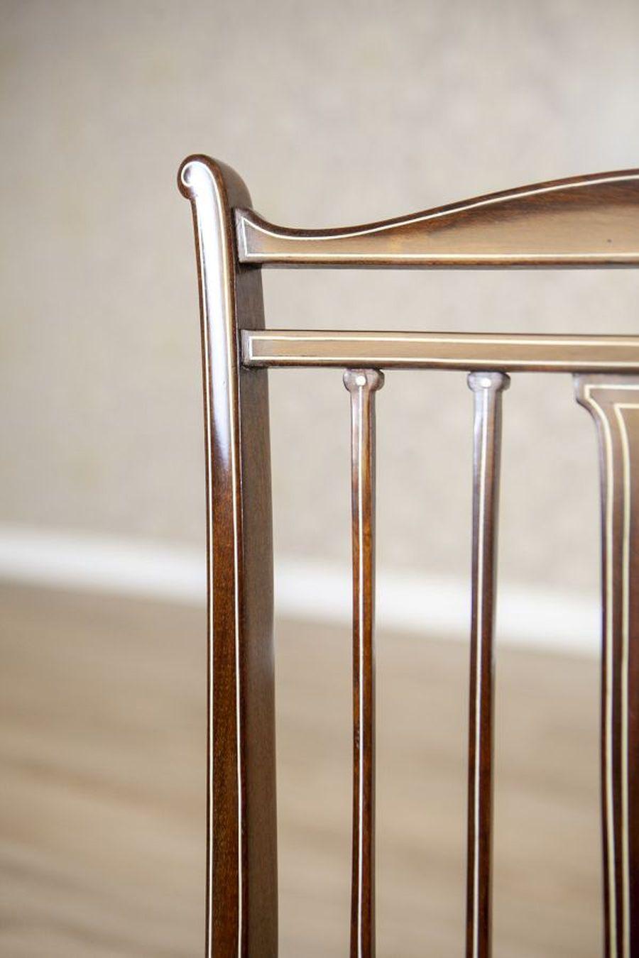 Set di 4 poltrone e sedie inglesi in stile Sheraton, fine XIX secolo in vendita 7