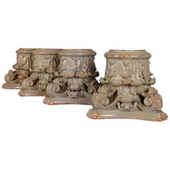 Set of 4 English Carved Capitals