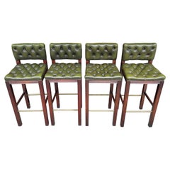 Set of 4 English Chesterfield Bar Stools, 20th Century for Rebecca E