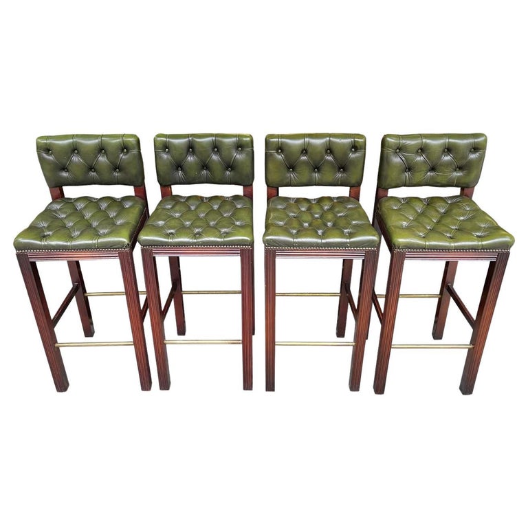 Set of 4 English Chesterfield Bar Stools, 20th Century for Rebecca E at