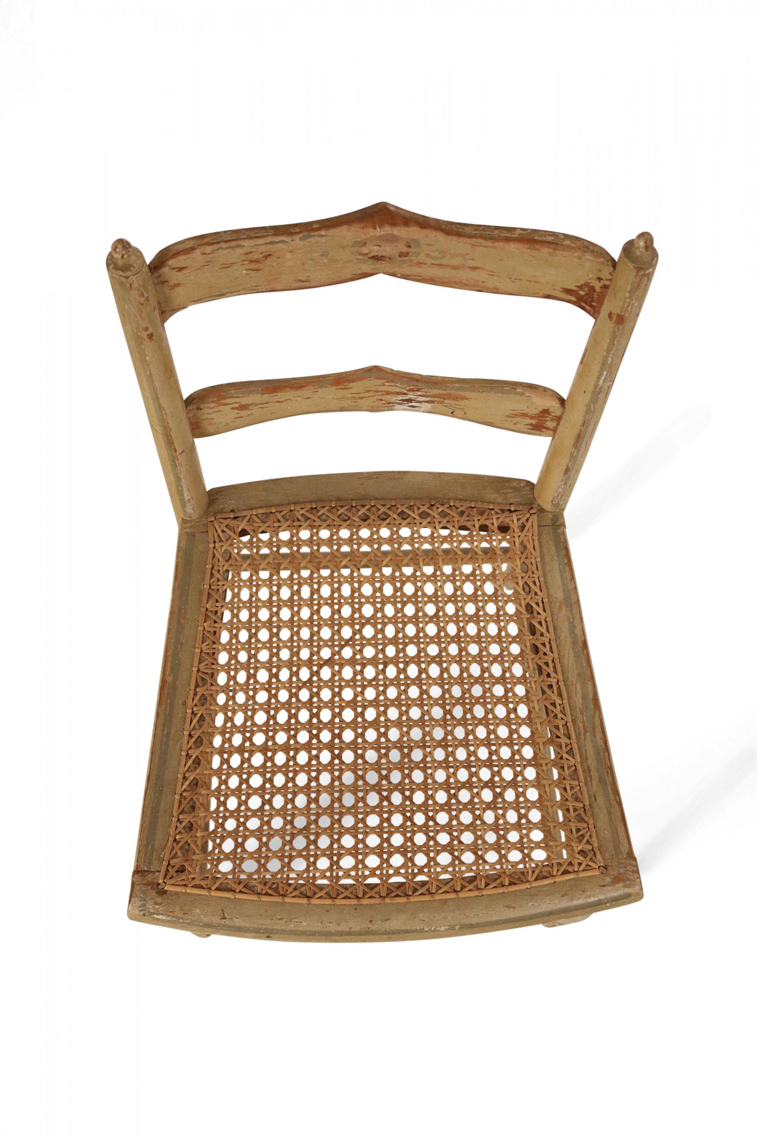 Set of 4 English Country Style Painted Beige Ladder Back Children's Chairs For Sale 3