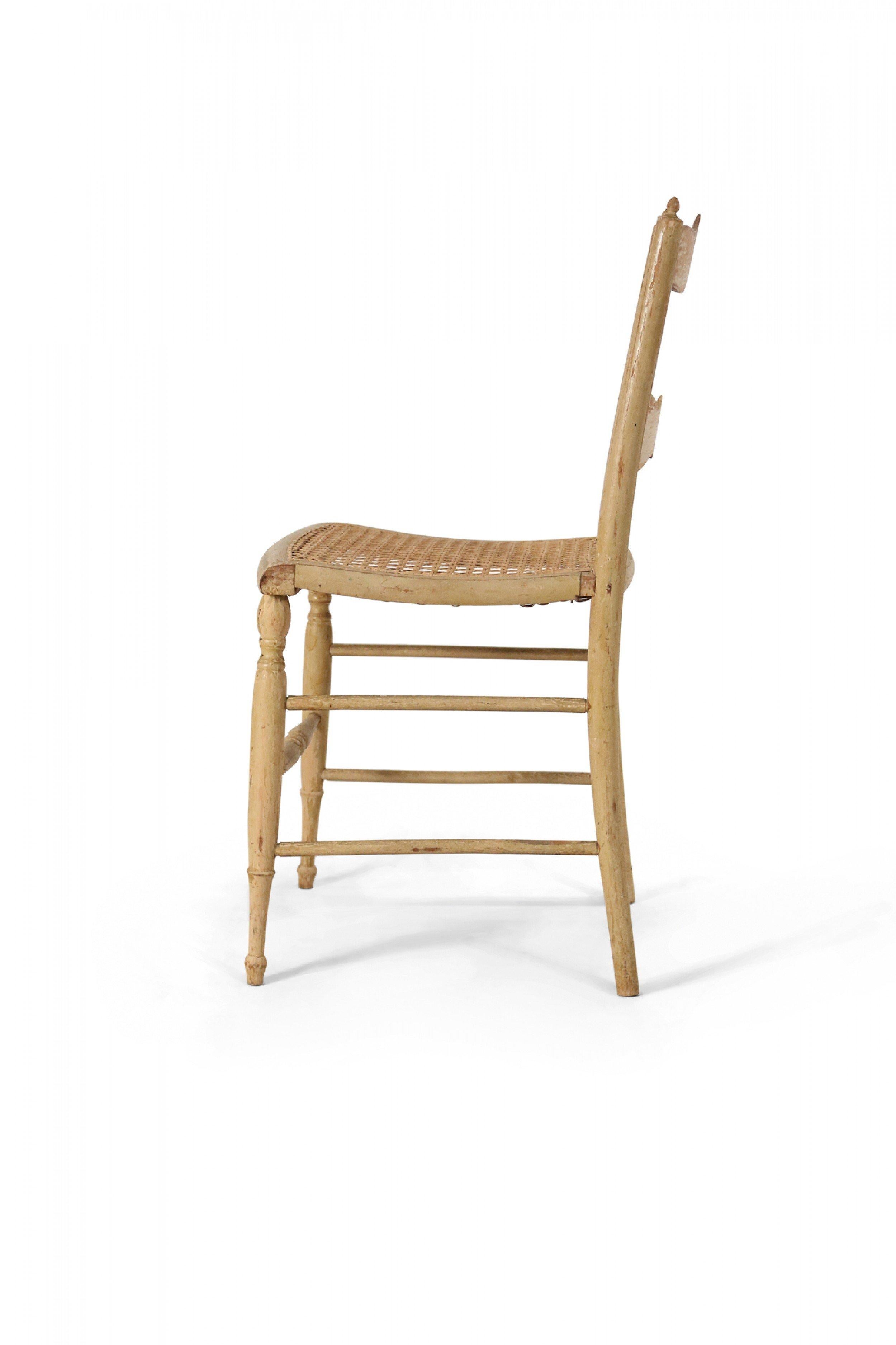 Set of 4 English Country Style Painted Beige Ladder Back Children's Chairs For Sale 5
