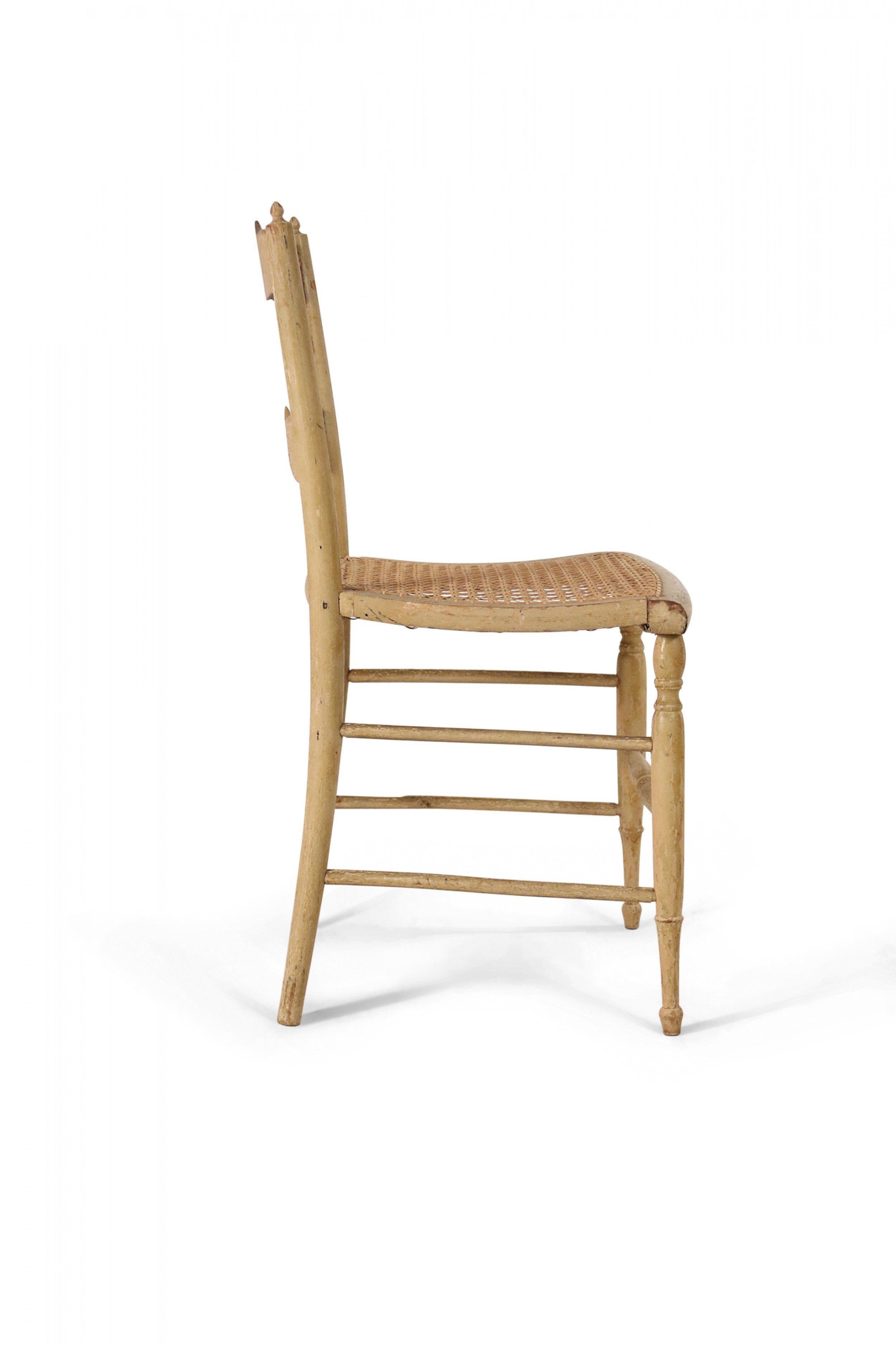 Set of 4 English Country Style Painted Beige Ladder Back Children's Chairs For Sale 8
