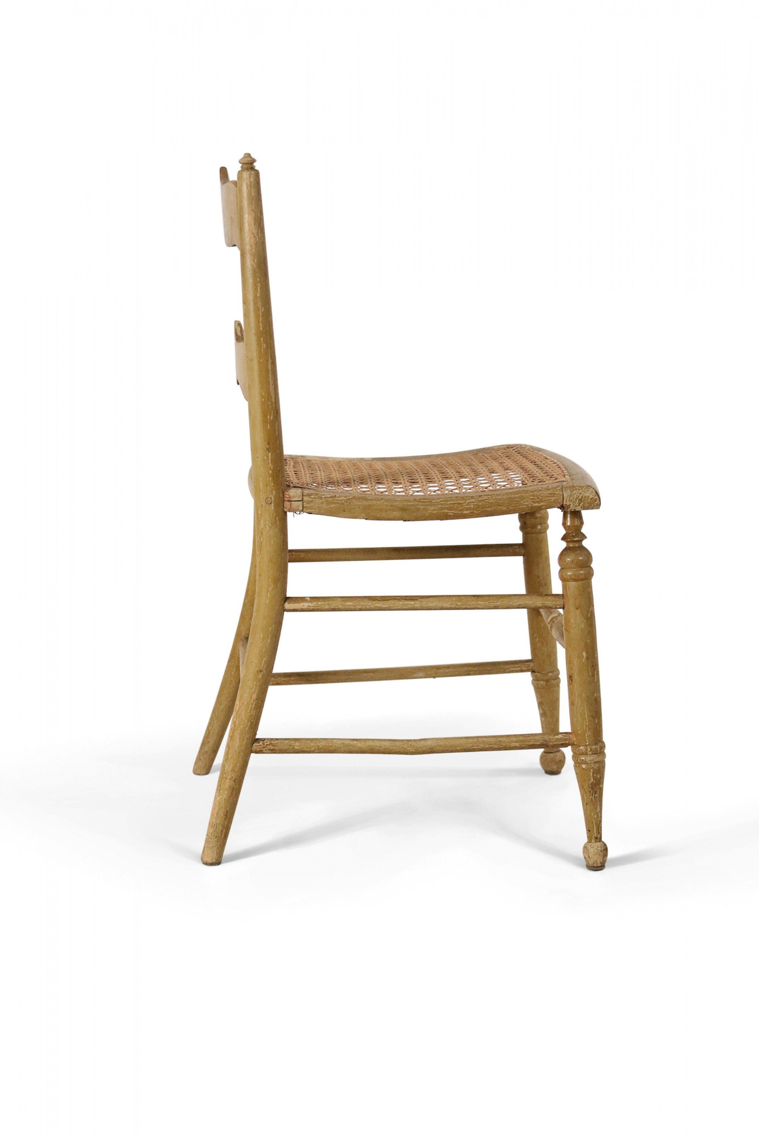 Set of 4 English Country Style Painted Beige Ladder Back Children's Chairs For Sale 10