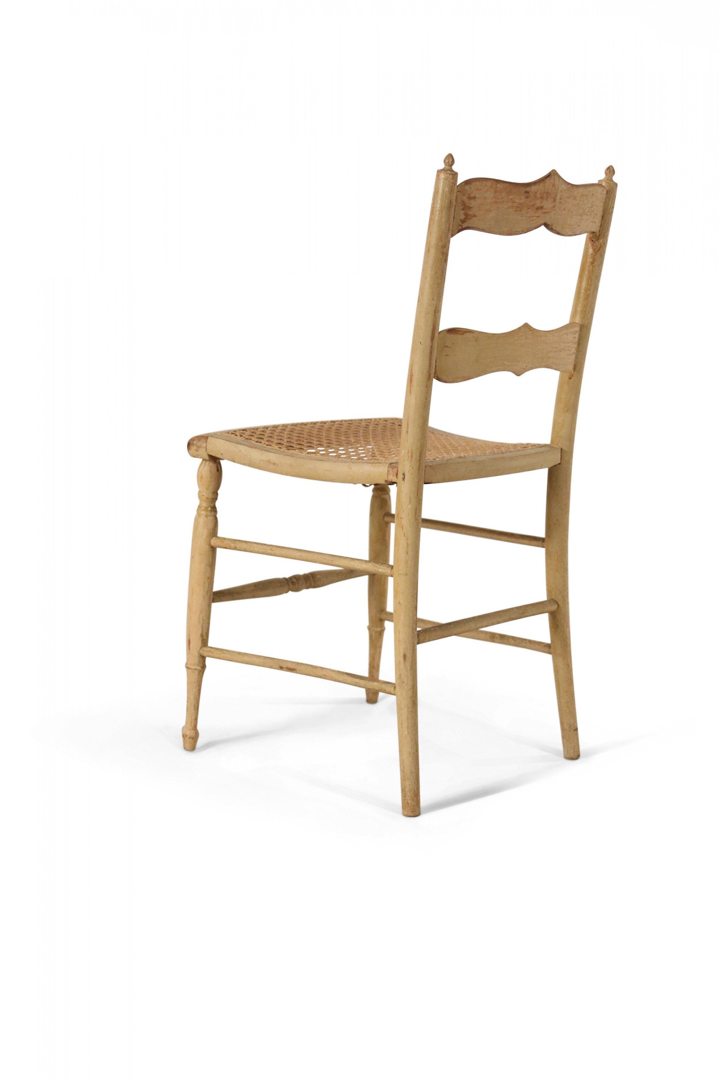 Set of 4 English Country Style Painted Beige Ladder Back Children's Chairs For Sale 12