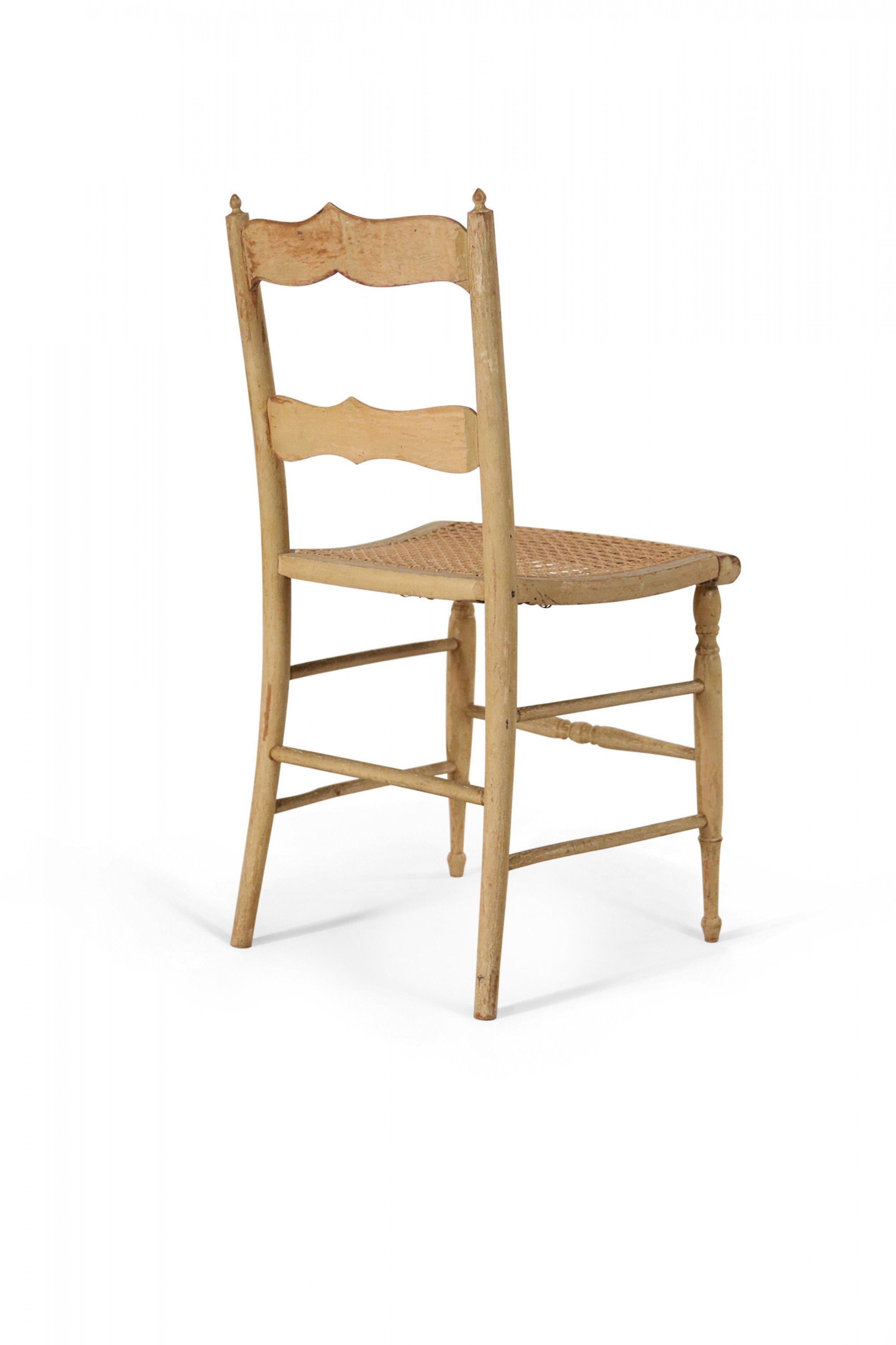 Set of 4 English Country Style Painted Beige Ladder Back Children's Chairs For Sale 13