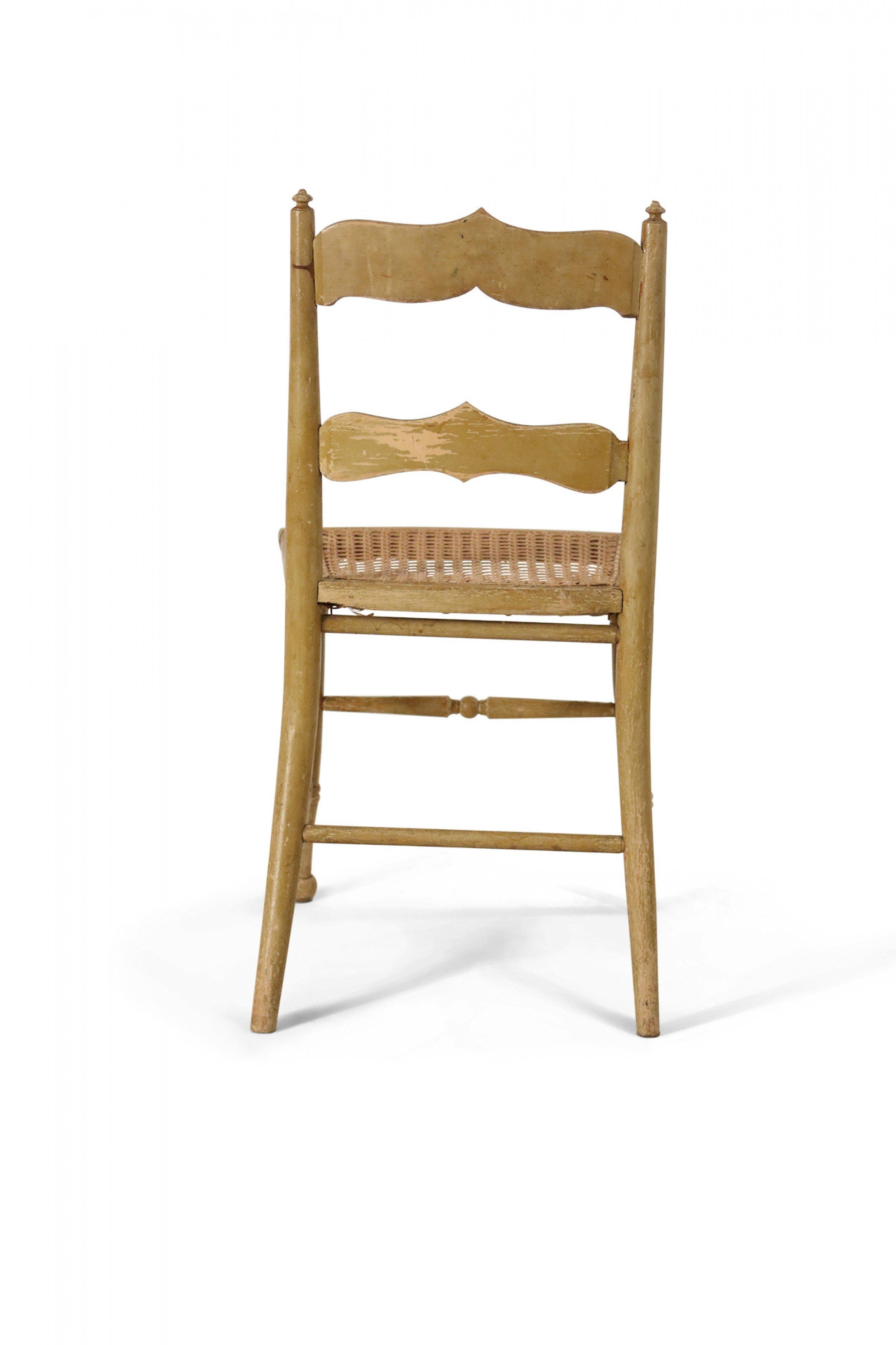 Set of 4 English Country Style Painted Beige Ladder Back Children's Chairs For Sale 1