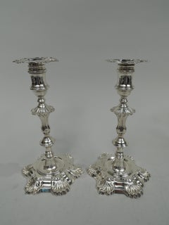 Set of 4 English Georgian 6-Shell Candlesticks by Morison