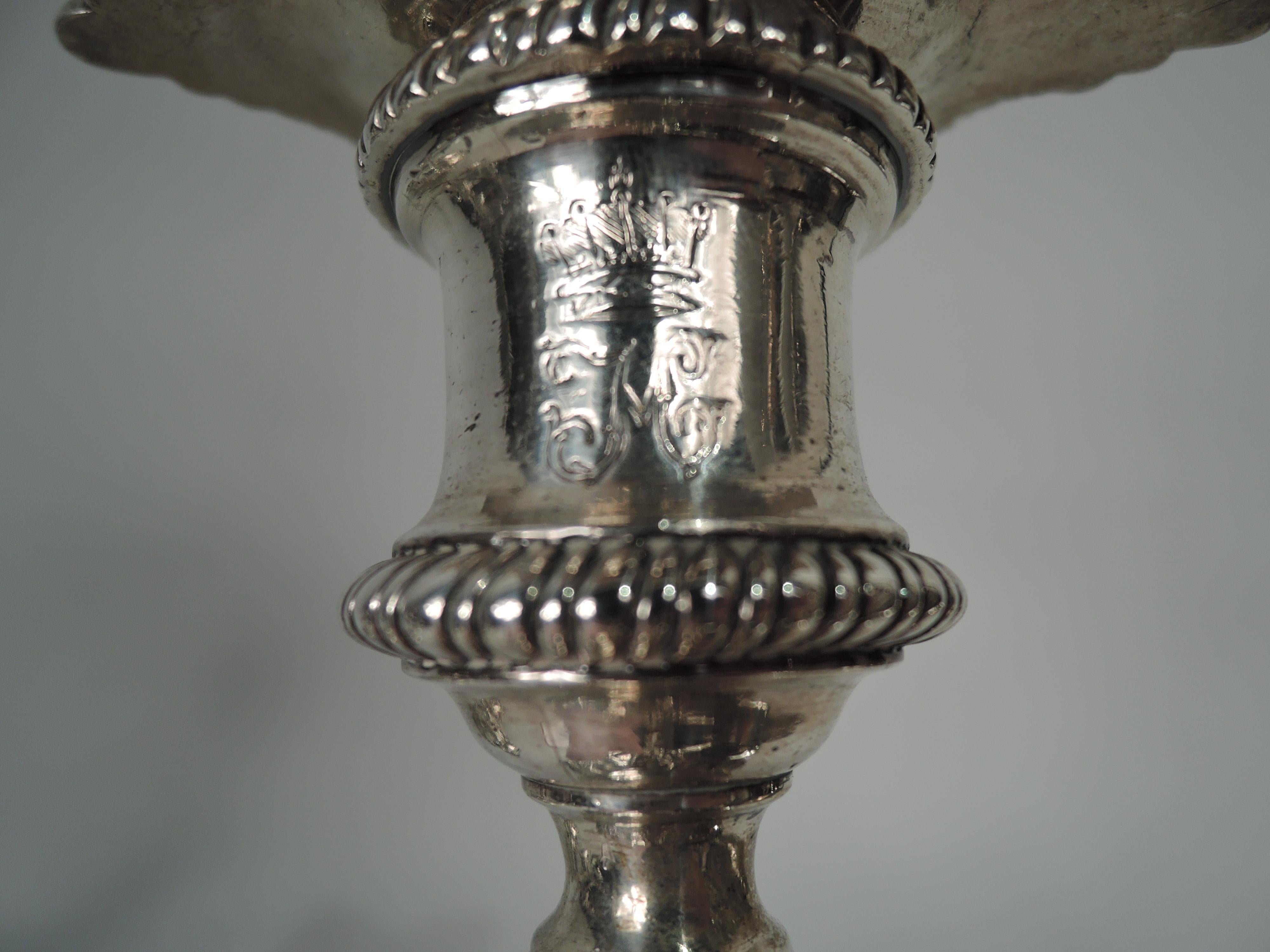 Set of 4 English Georgian Rococo Sterling Silver Candlesticks, 1771 For Sale 2
