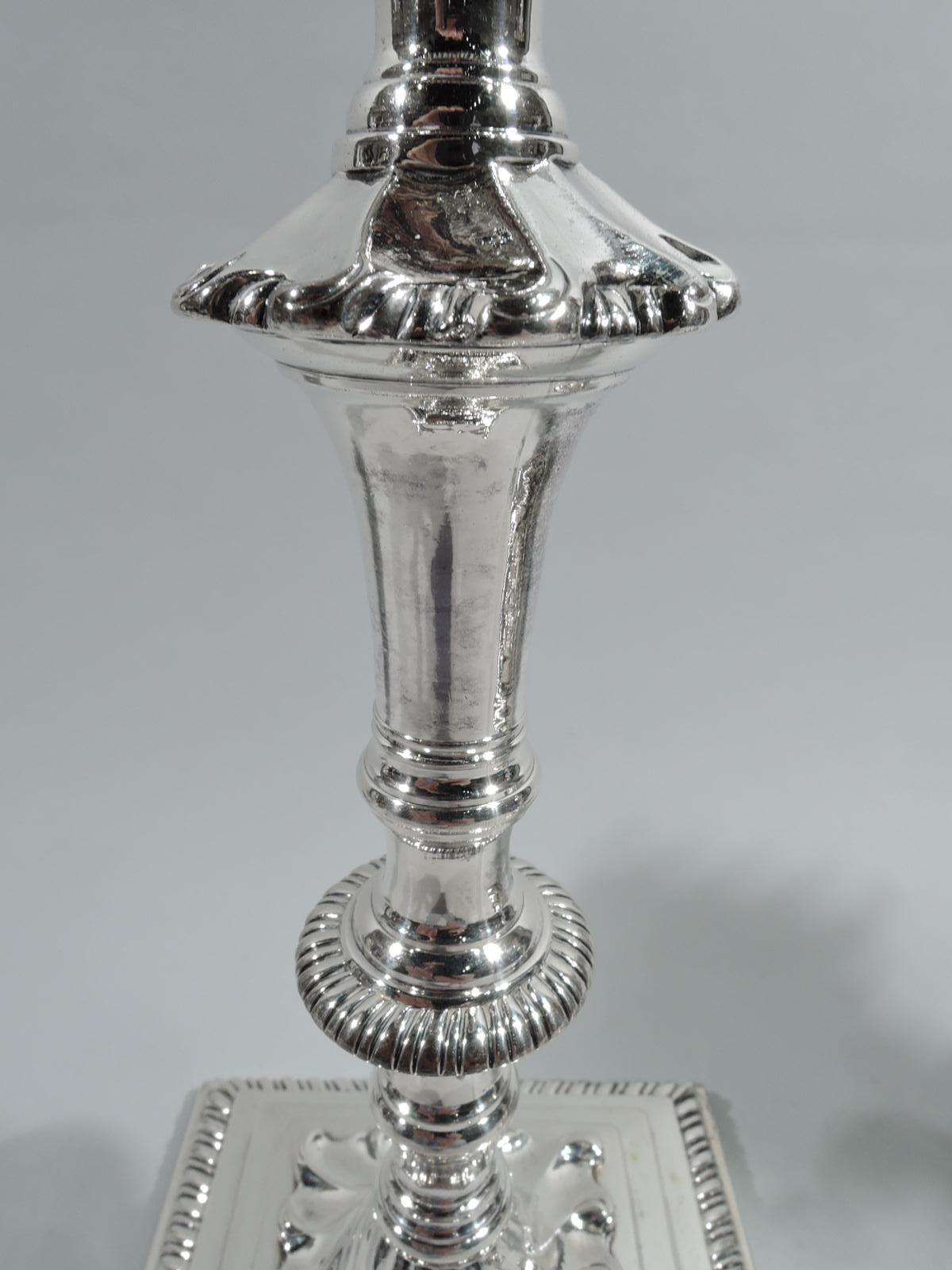 Set of 4 English Georgian Sterling Silver Candlesticks 1