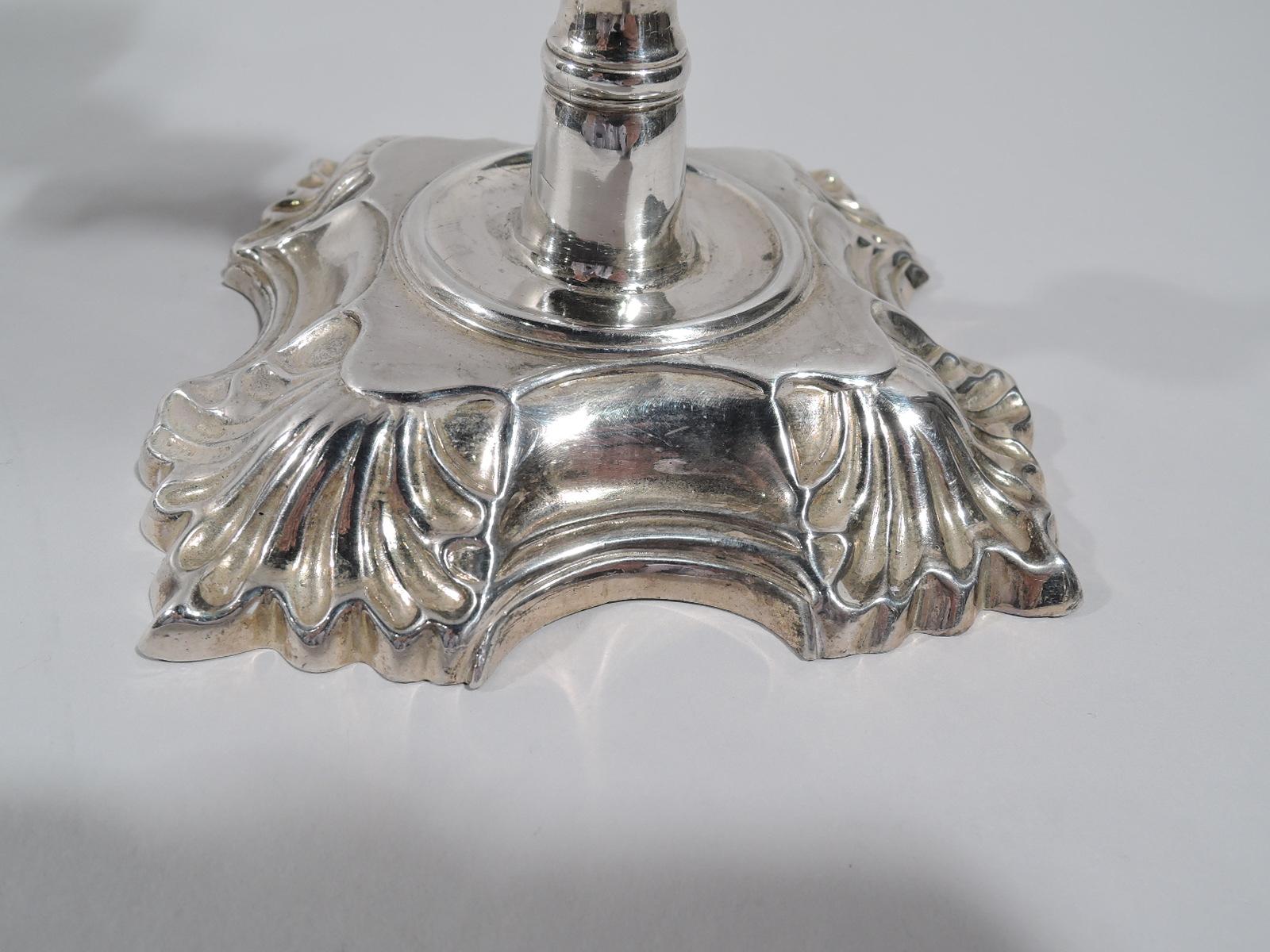 Set of 4 English Georgian Sterling Silver Candlesticks 4