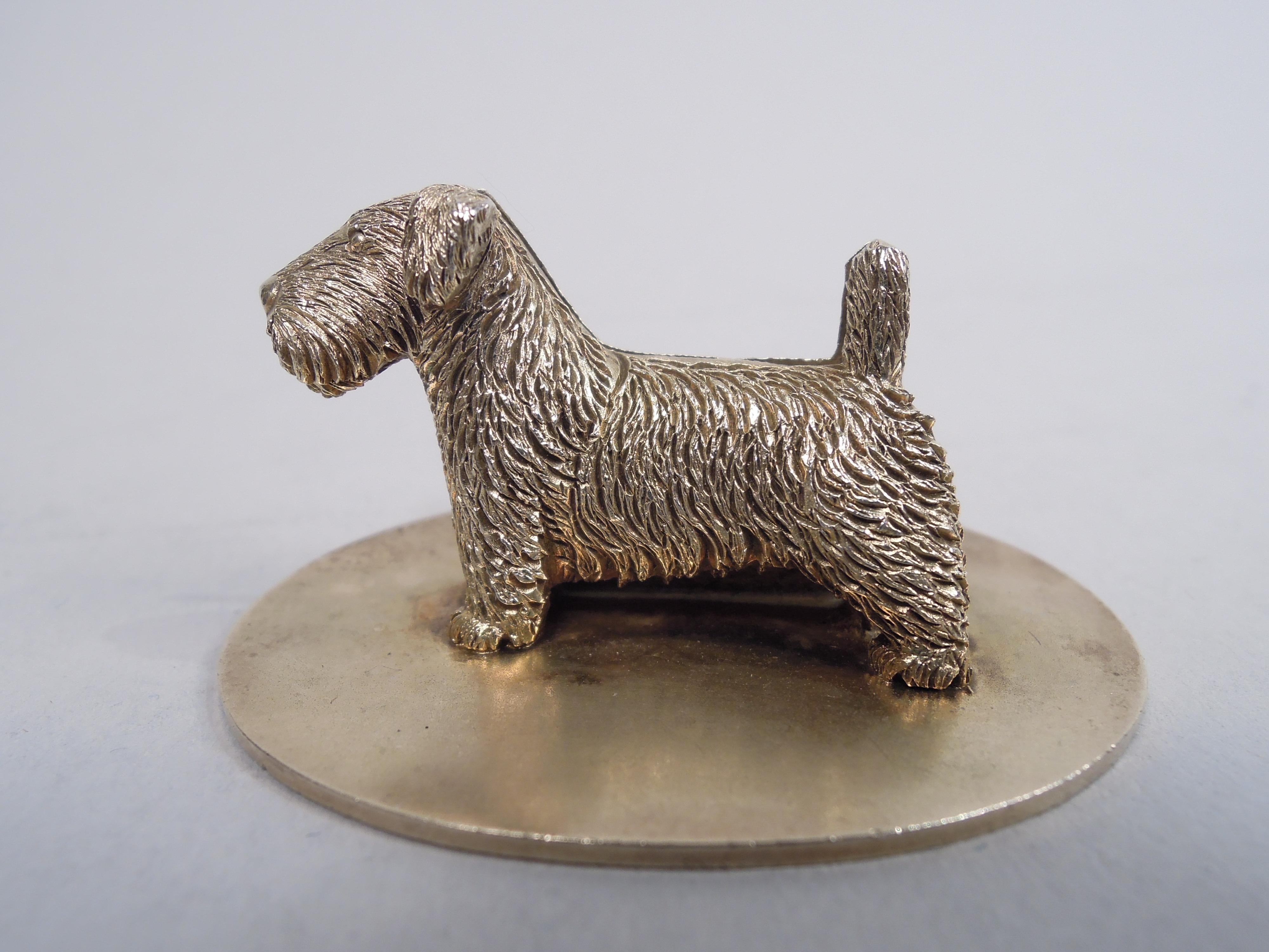 Set of 4 English Gilt Sterling Silver Canine Medley Place Card Holders For Sale 4