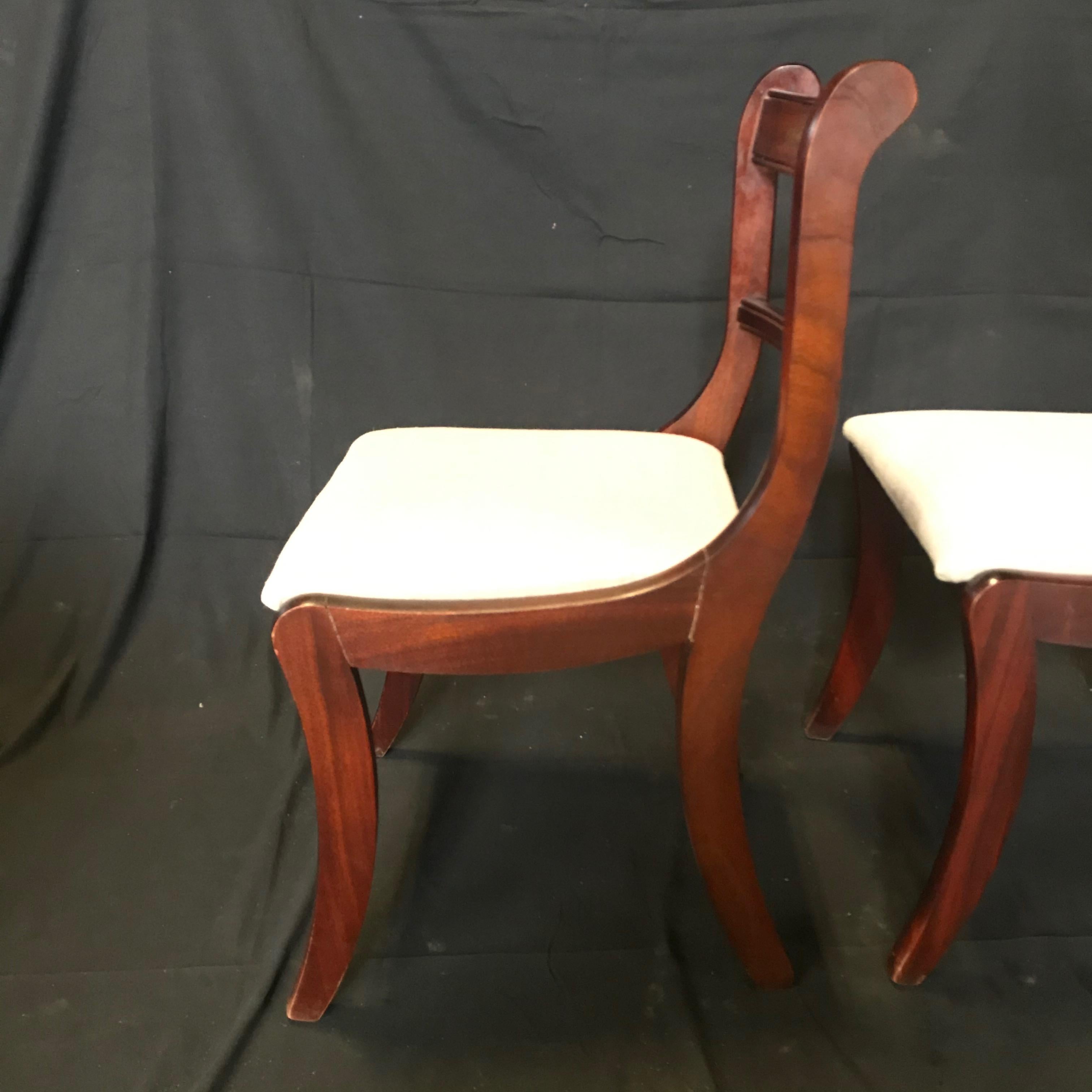 Set of 4 English Regency Mahogany and Brass Inlaid Dining Chairs 4