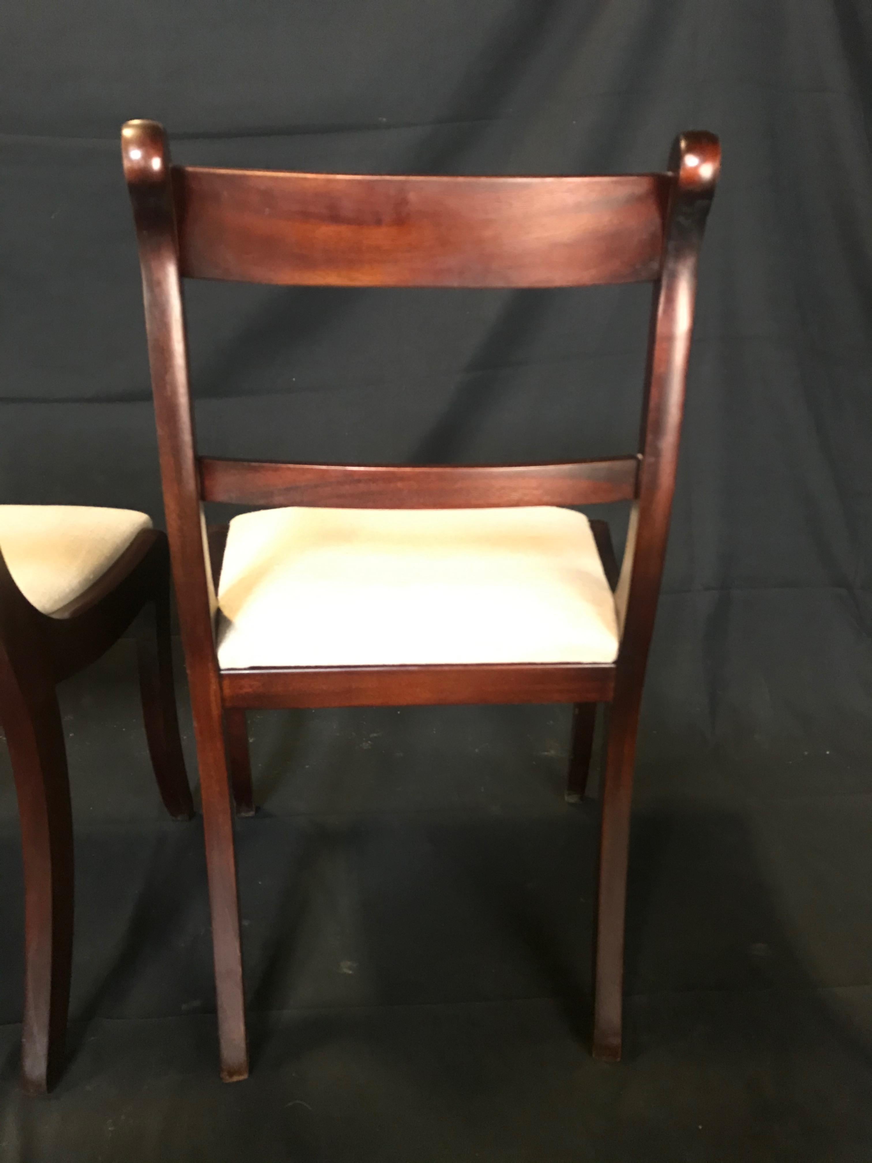 Set of 4 English Regency Mahogany and Brass Inlaid Dining Chairs 5