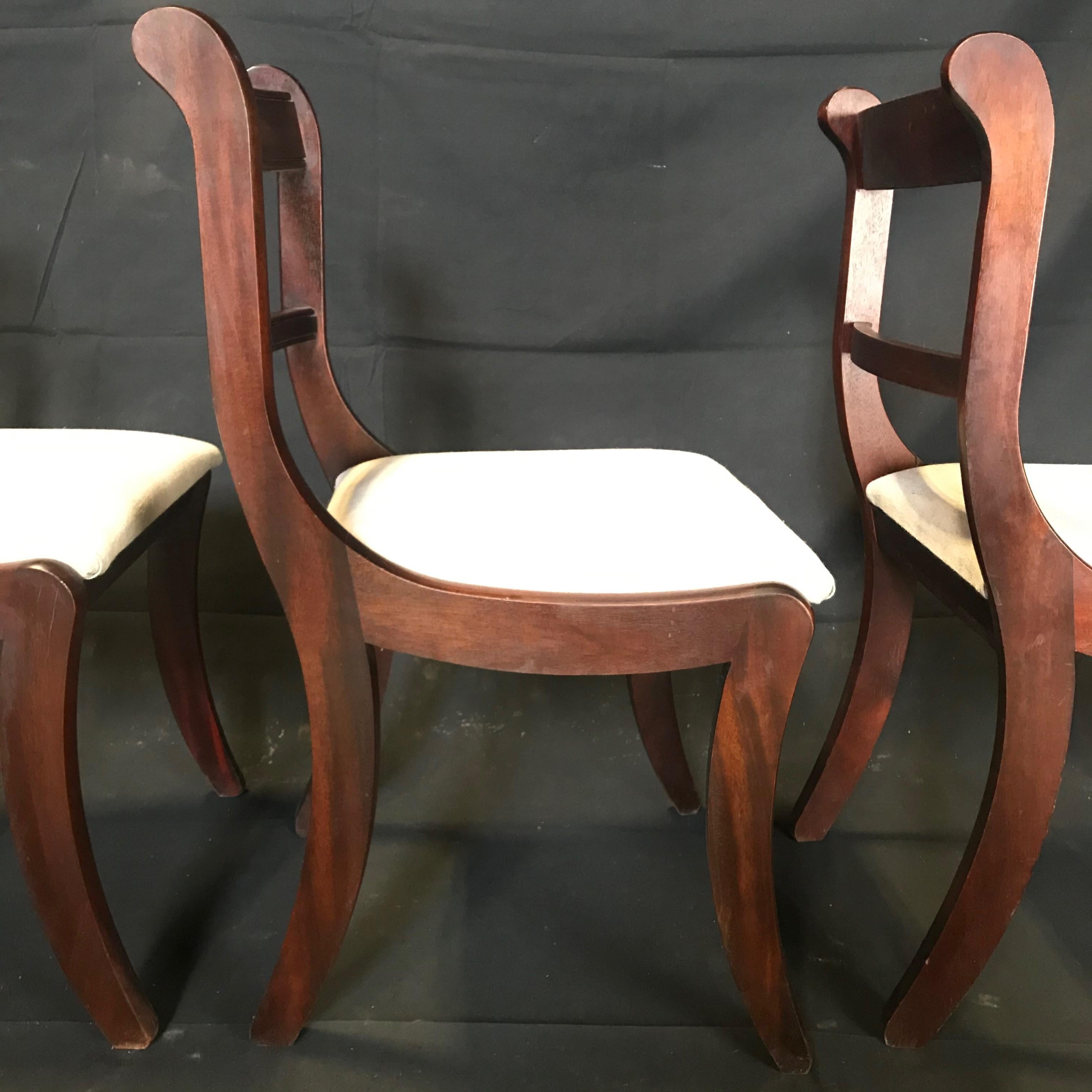 Set of 4 English Regency Mahogany and Brass Inlaid Dining Chairs 6