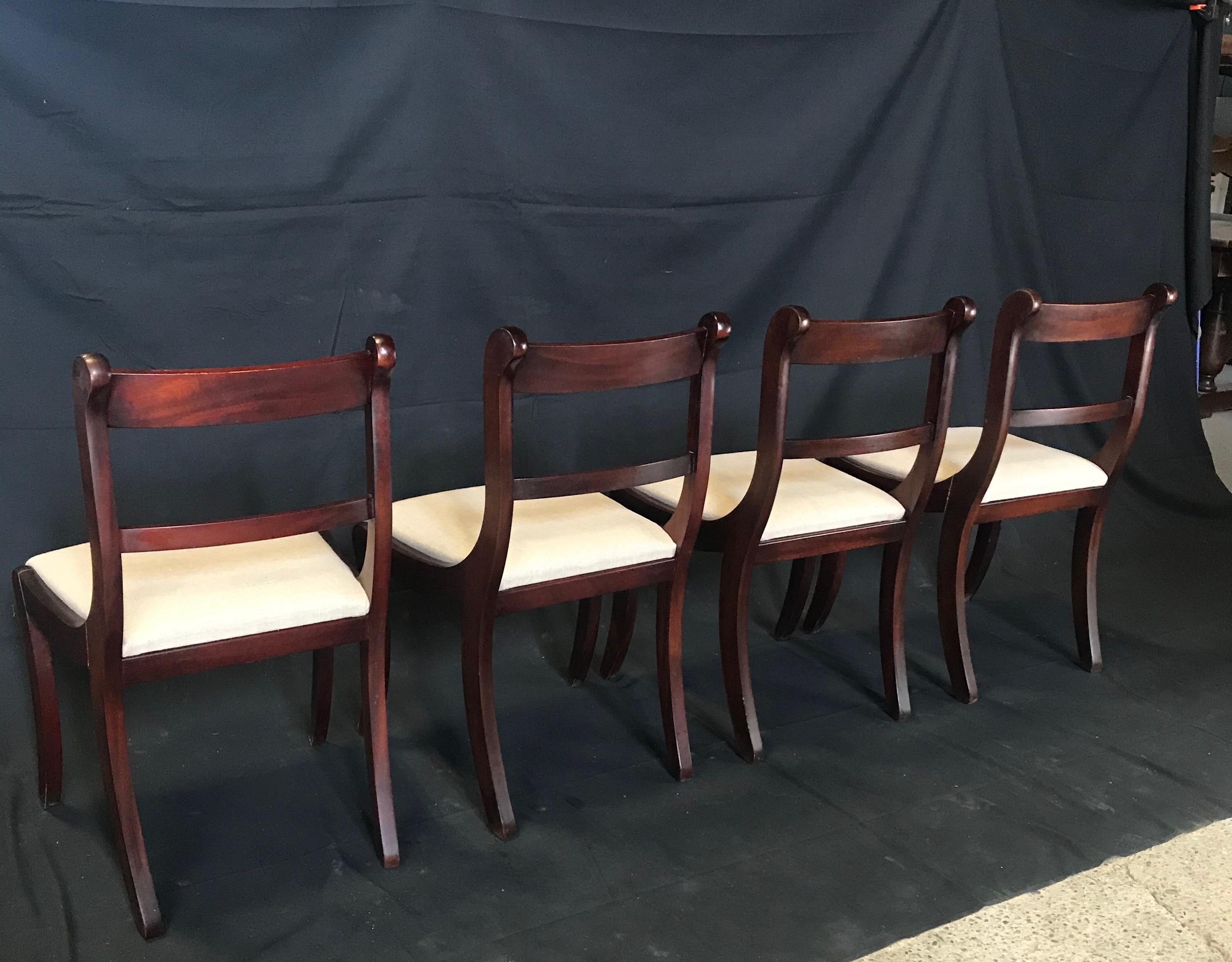 Set of 4 English Regency Mahogany and Brass Inlaid Dining Chairs 7