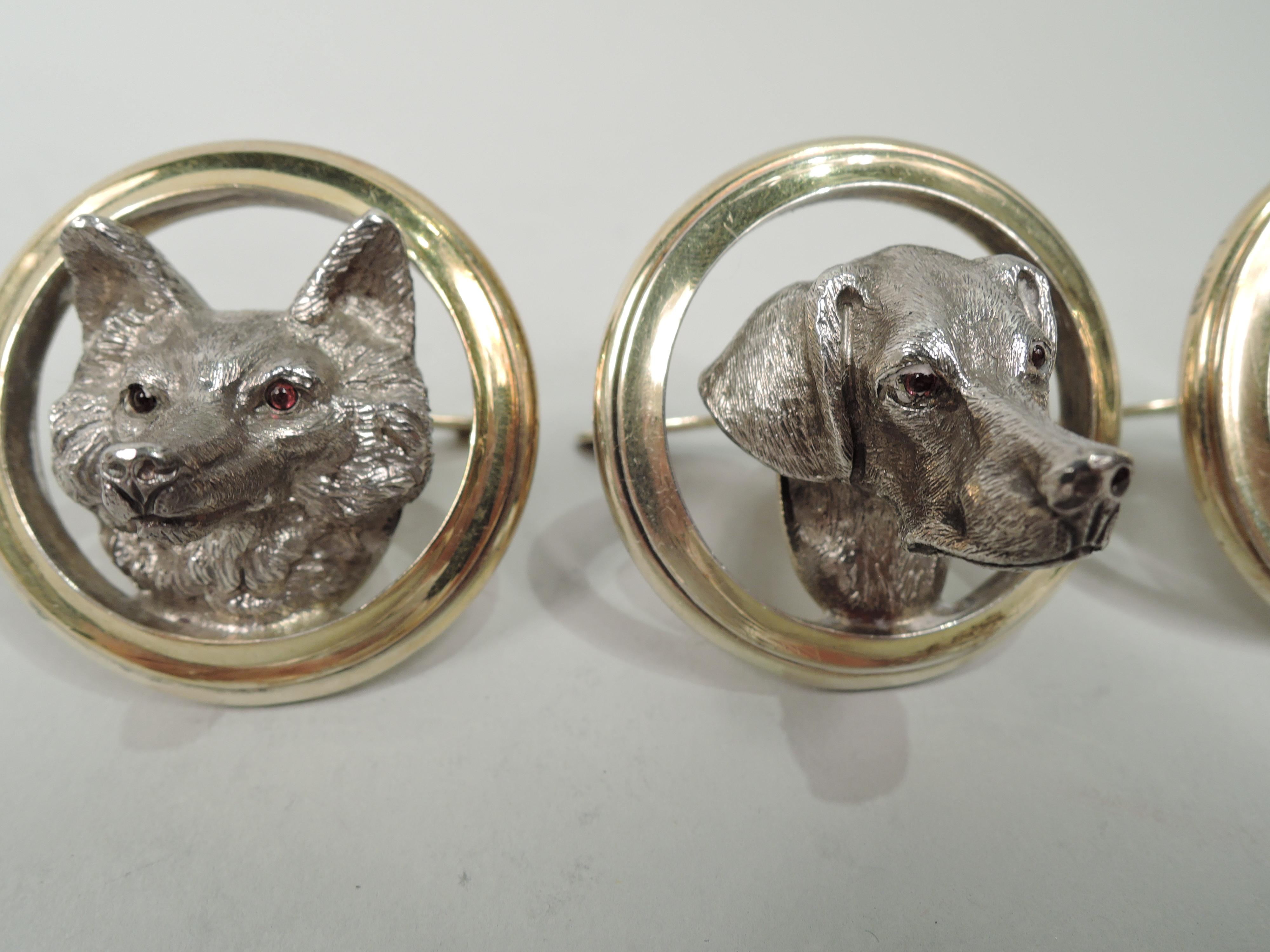 Edwardian Set of 4 English Sterling Silver Fox & Hound Place Card Holders For Sale