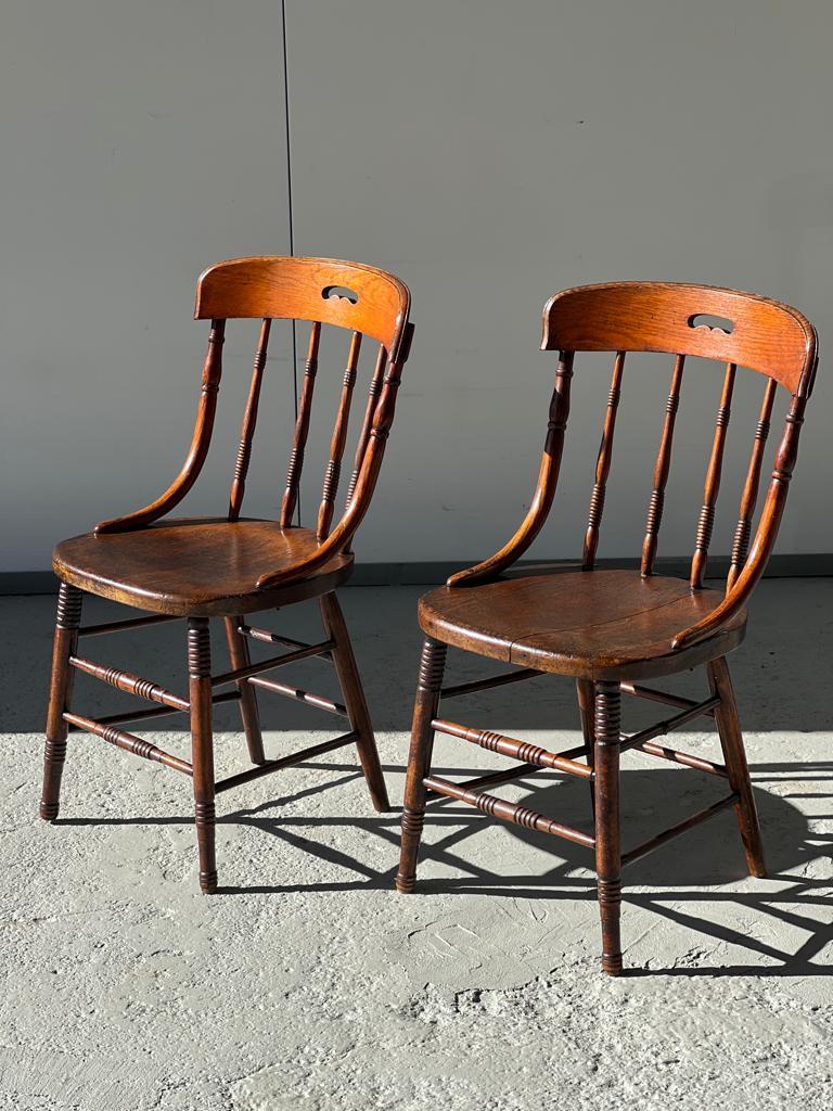Set of 4 English-style turned wood dining chairs, 1950s English 